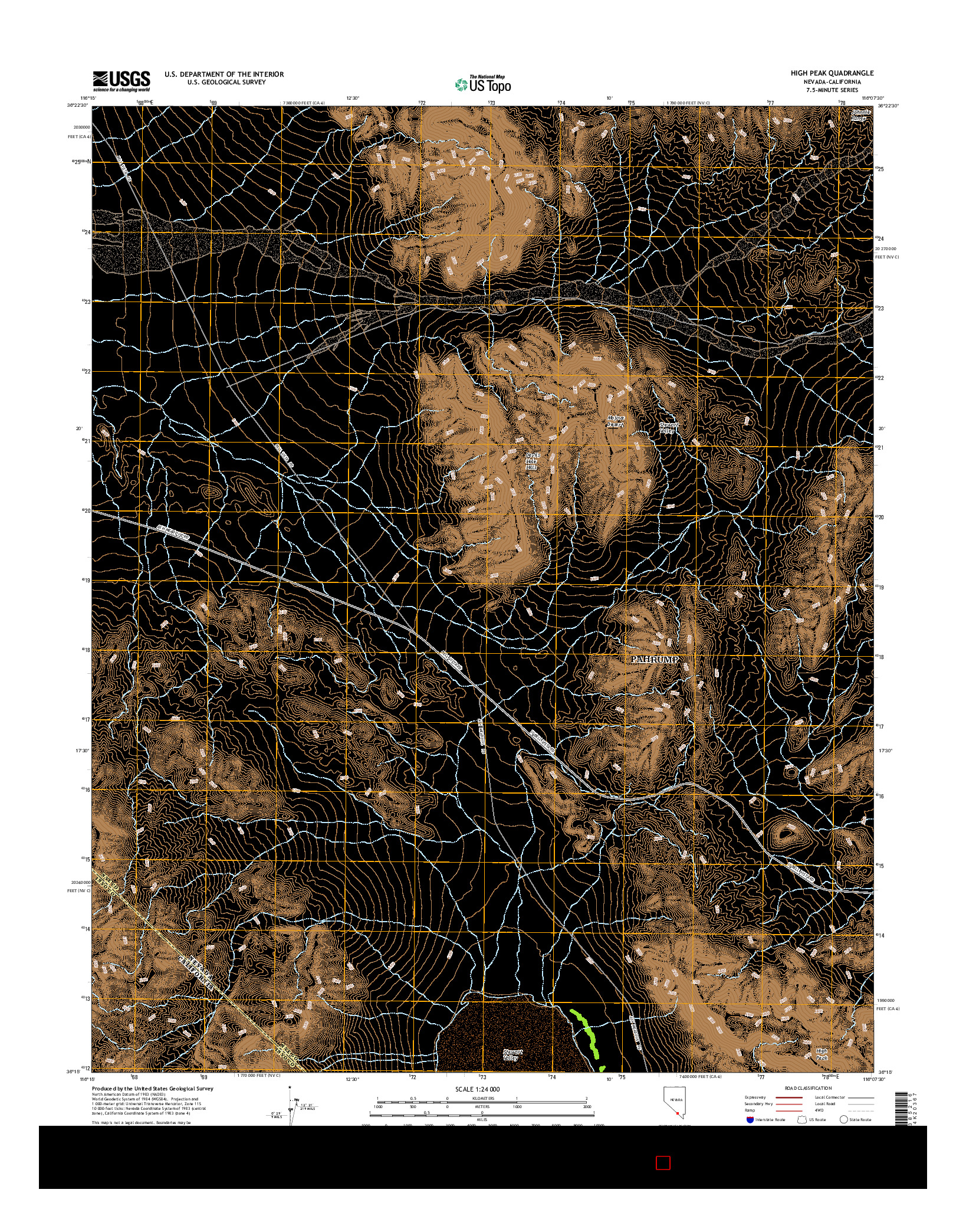 USGS US TOPO 7.5-MINUTE MAP FOR HIGH PEAK, NV-CA 2014