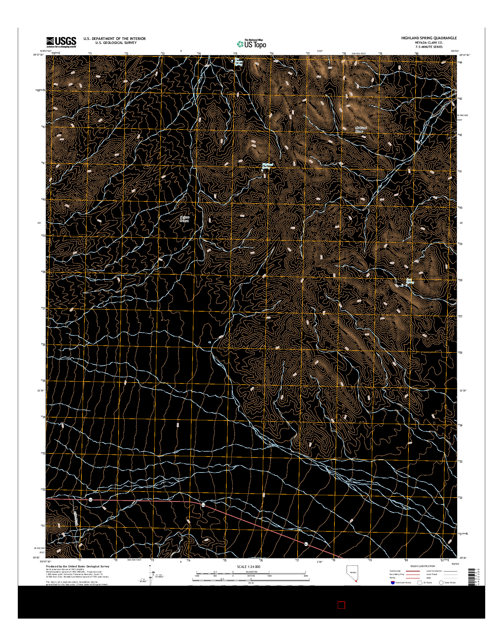USGS US TOPO 7.5-MINUTE MAP FOR HIGHLAND SPRING, NV 2014
