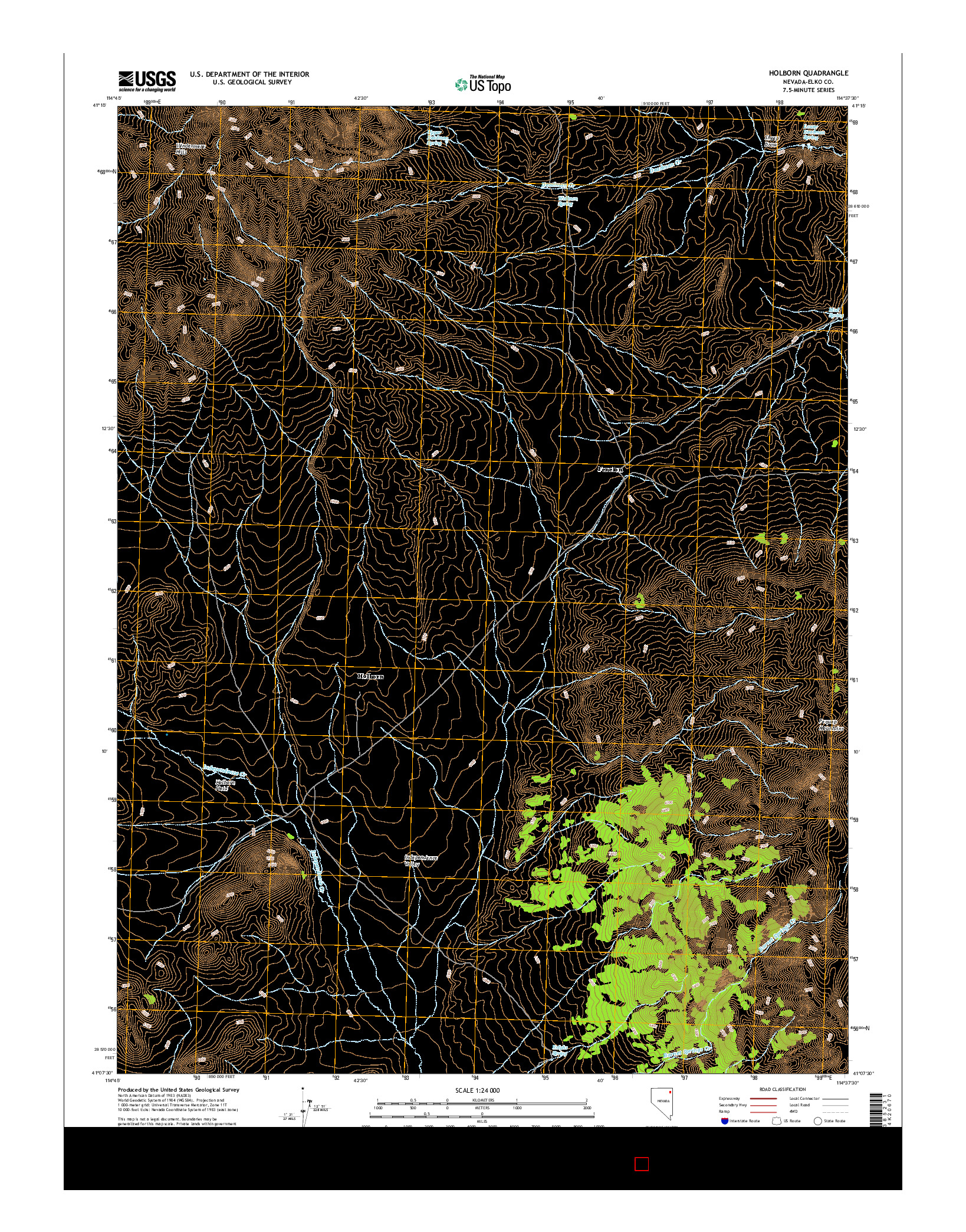USGS US TOPO 7.5-MINUTE MAP FOR HOLBORN, NV 2014
