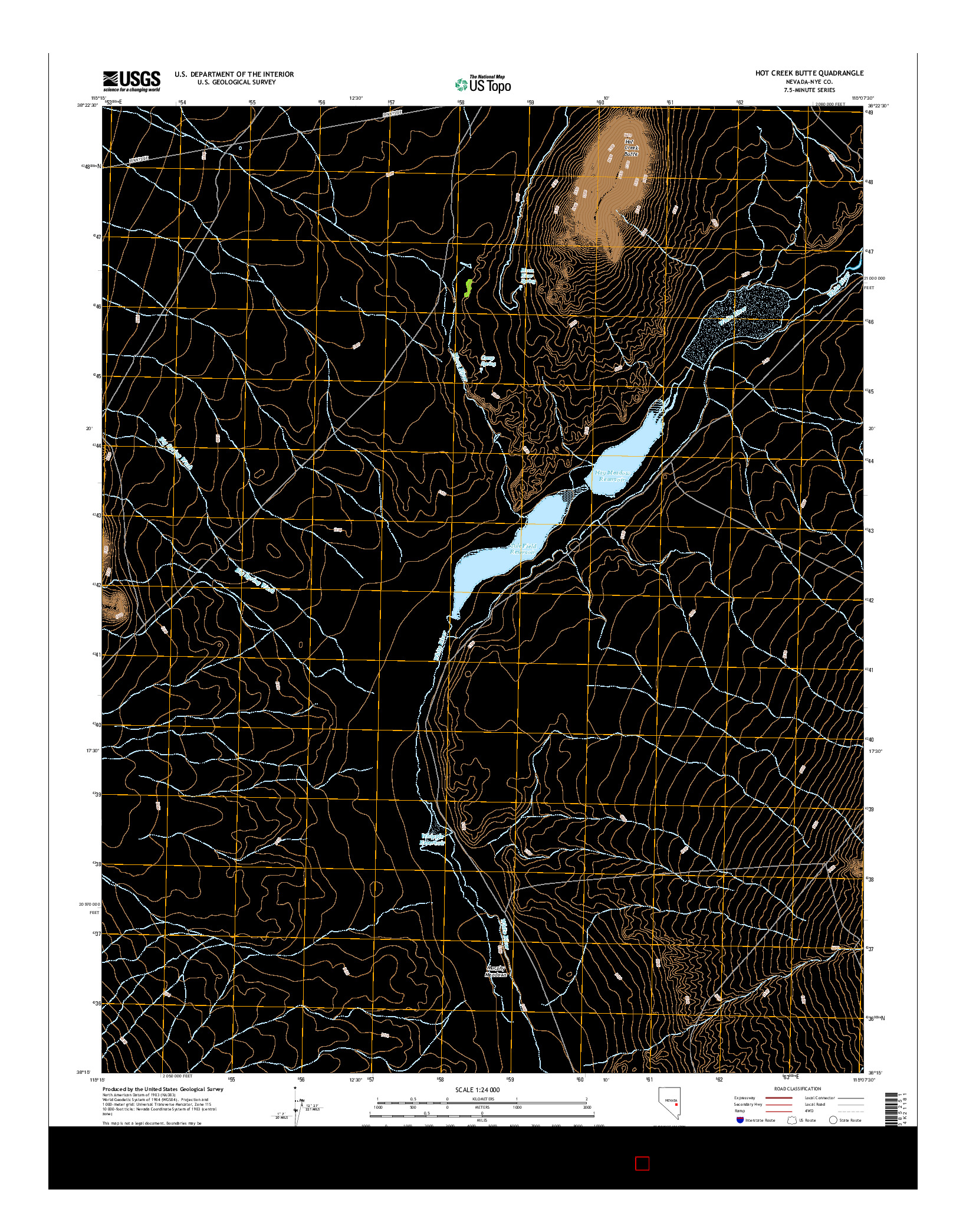 USGS US TOPO 7.5-MINUTE MAP FOR HOT CREEK BUTTE, NV 2014