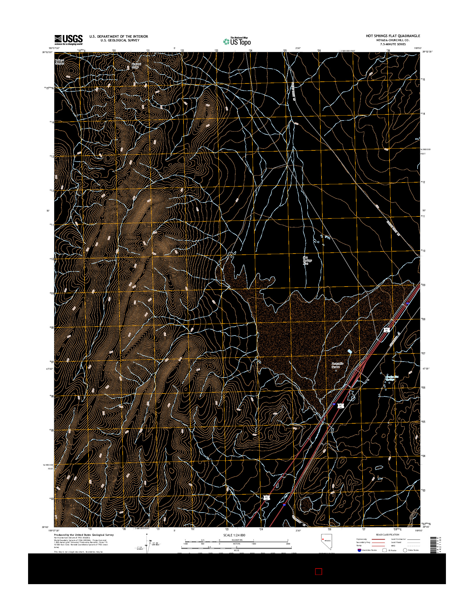 USGS US TOPO 7.5-MINUTE MAP FOR HOT SPRINGS FLAT, NV 2014