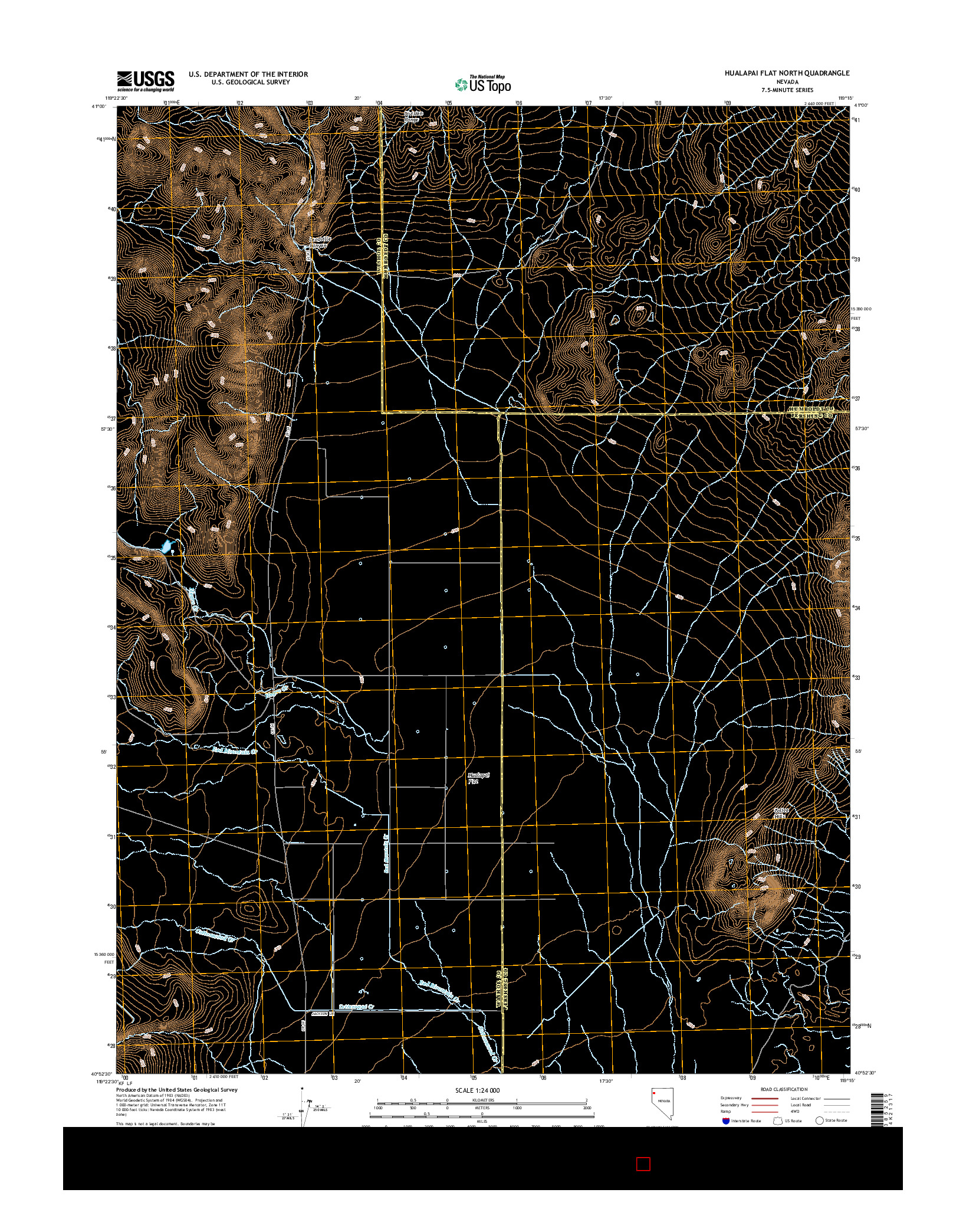 USGS US TOPO 7.5-MINUTE MAP FOR HUALAPAI FLAT NORTH, NV 2014