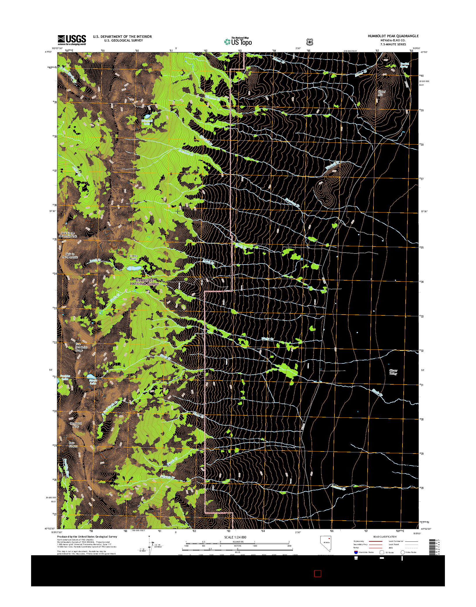 USGS US TOPO 7.5-MINUTE MAP FOR HUMBOLDT PEAK, NV 2014