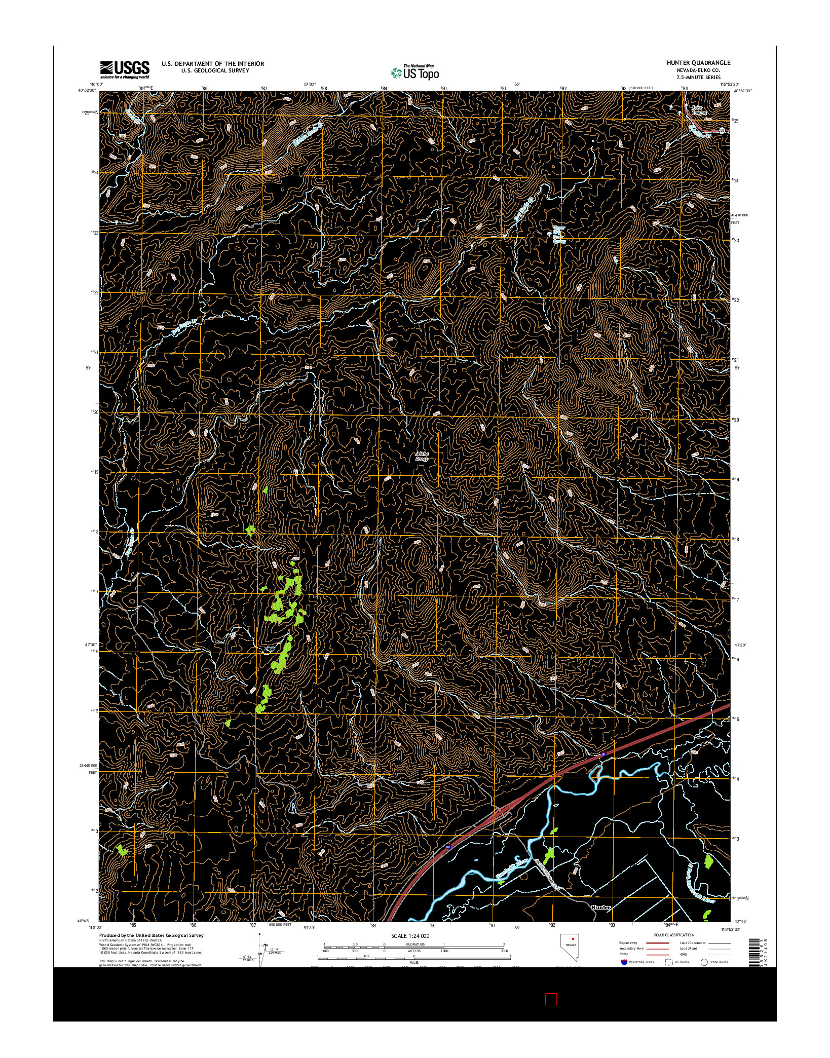 USGS US TOPO 7.5-MINUTE MAP FOR HUNTER, NV 2014