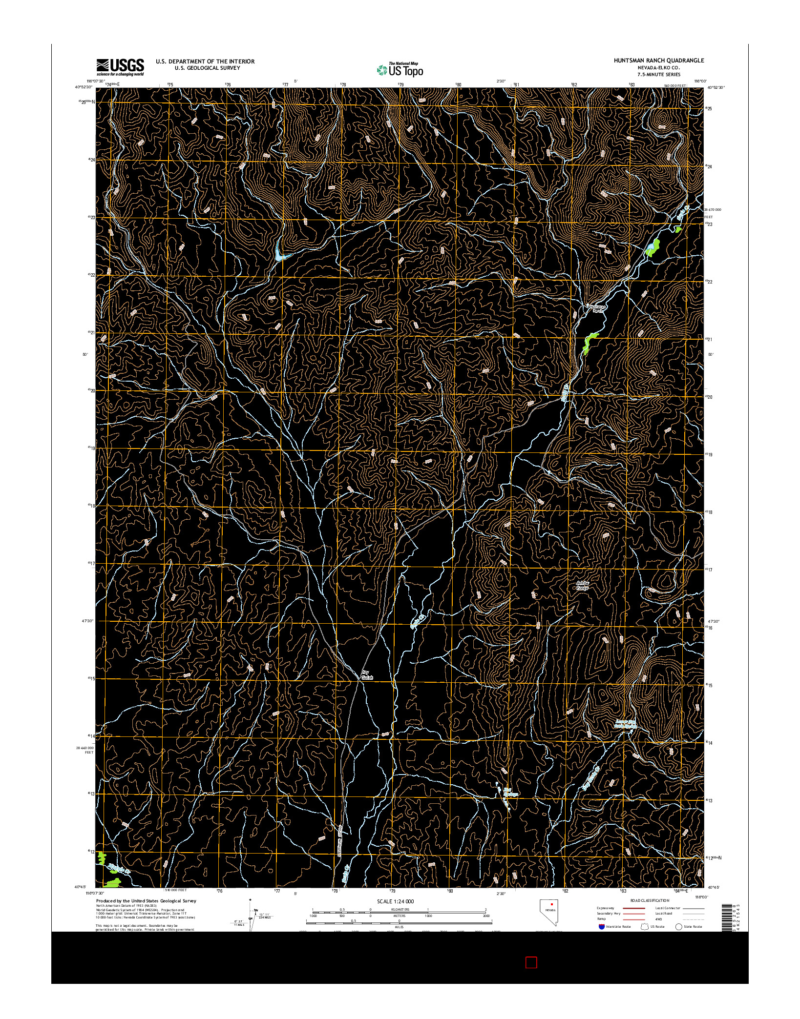 USGS US TOPO 7.5-MINUTE MAP FOR HUNTSMAN RANCH, NV 2014