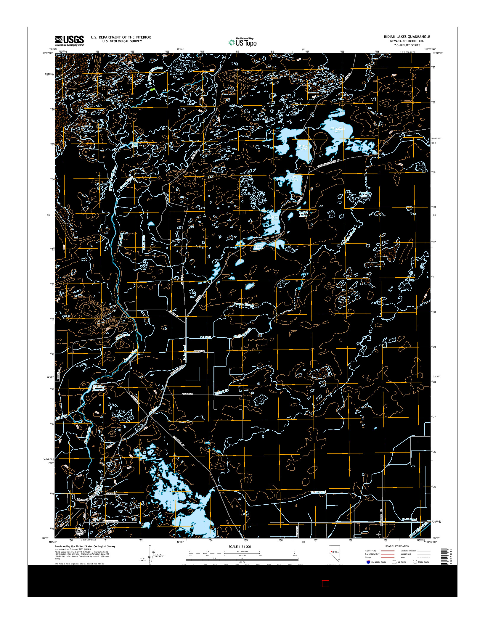 USGS US TOPO 7.5-MINUTE MAP FOR INDIAN LAKES, NV 2014