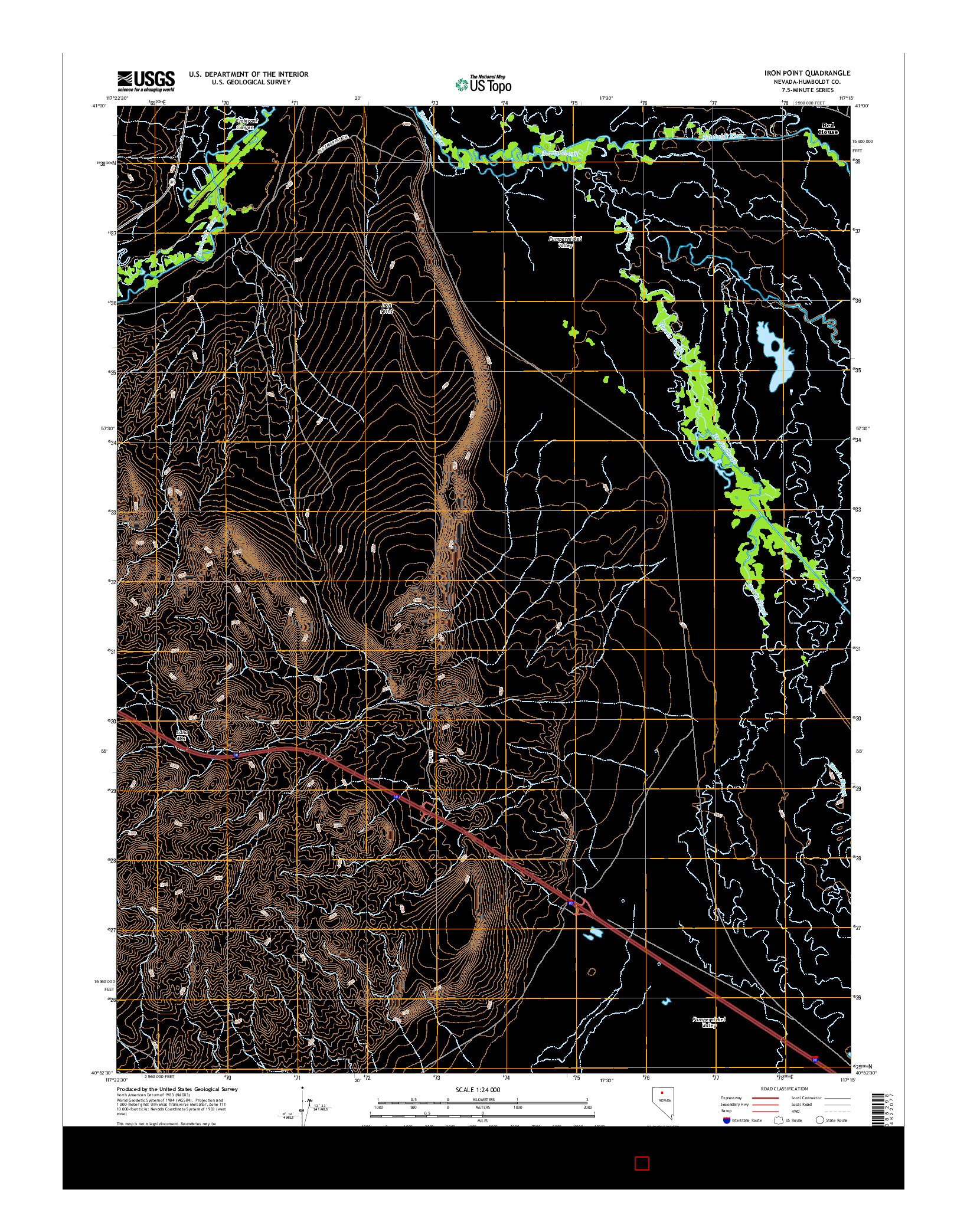 USGS US TOPO 7.5-MINUTE MAP FOR IRON POINT, NV 2014