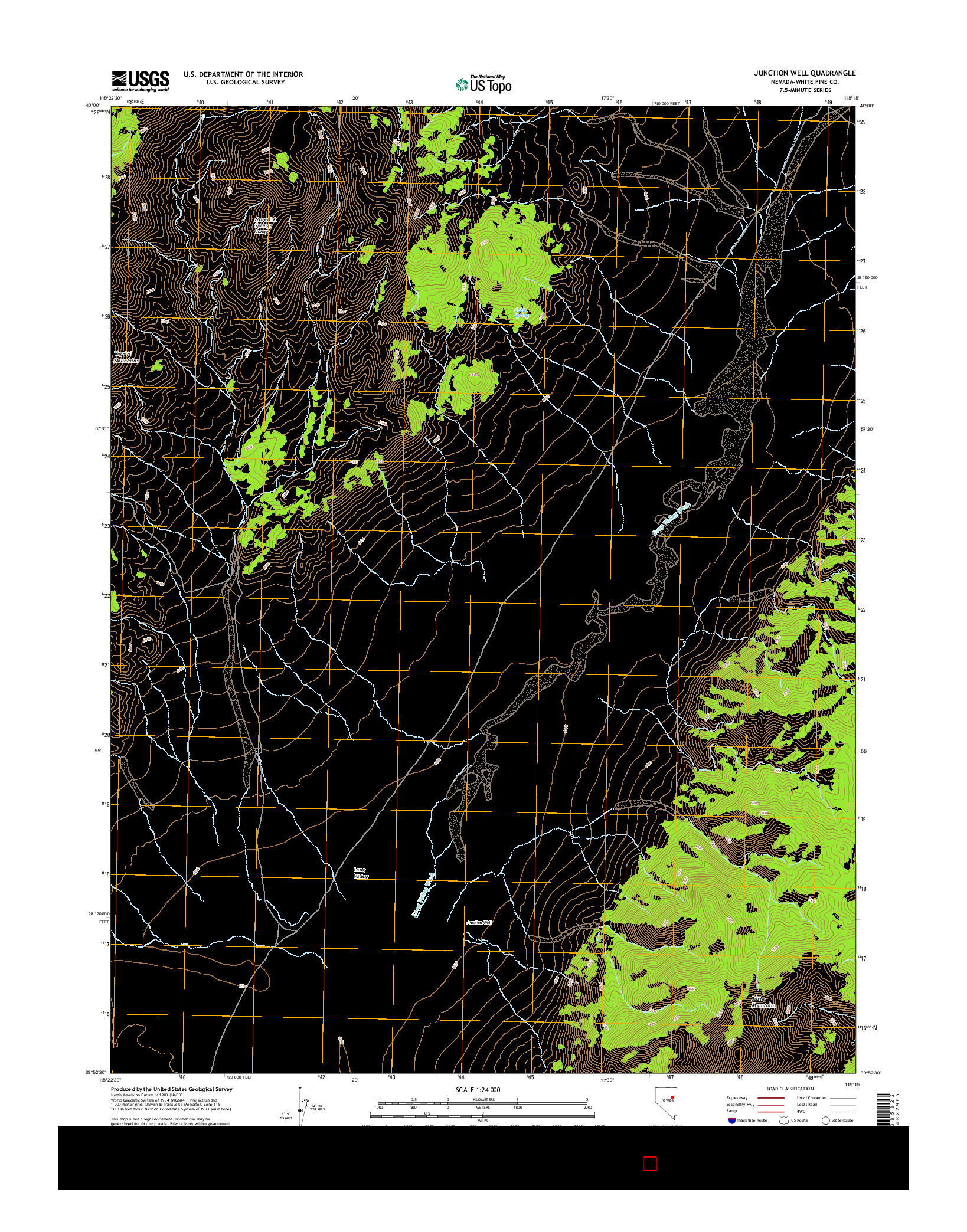 USGS US TOPO 7.5-MINUTE MAP FOR JUNCTION WELL, NV 2014