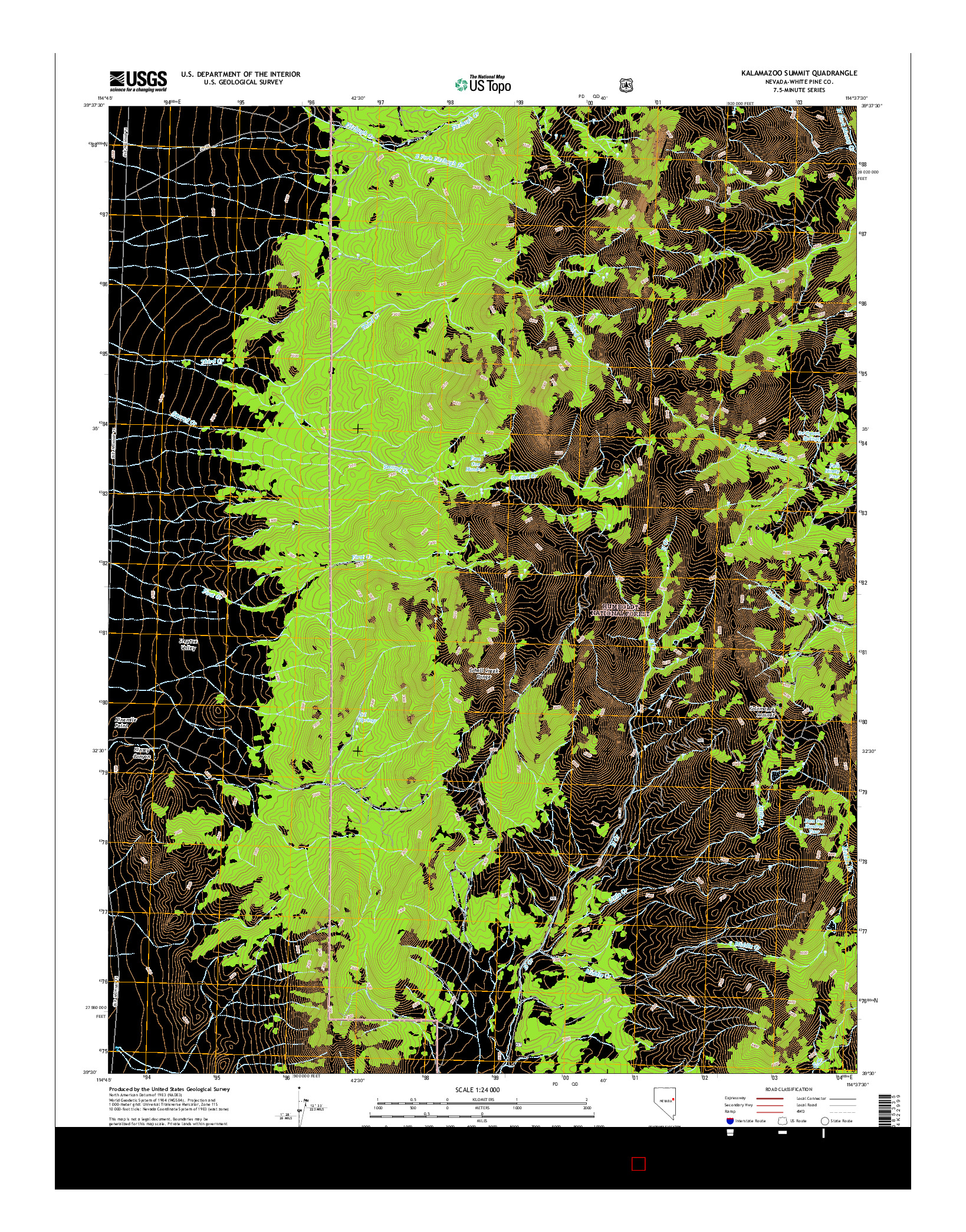 USGS US TOPO 7.5-MINUTE MAP FOR KALAMAZOO SUMMIT, NV 2014