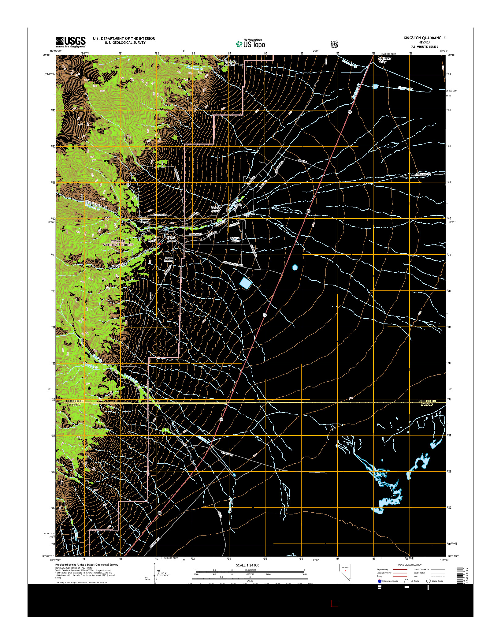 USGS US TOPO 7.5-MINUTE MAP FOR KINGSTON, NV 2014