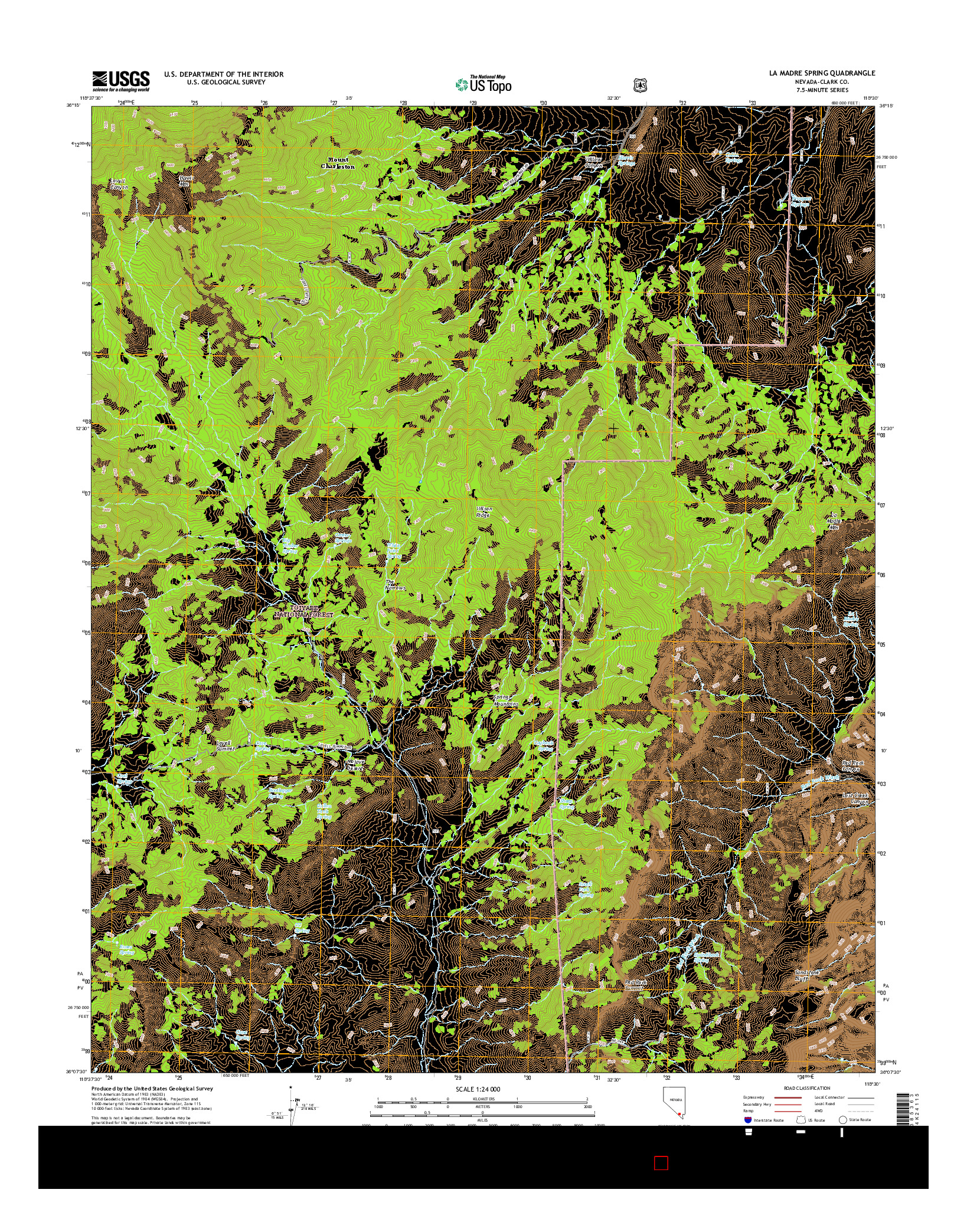 USGS US TOPO 7.5-MINUTE MAP FOR LA MADRE SPRING, NV 2014