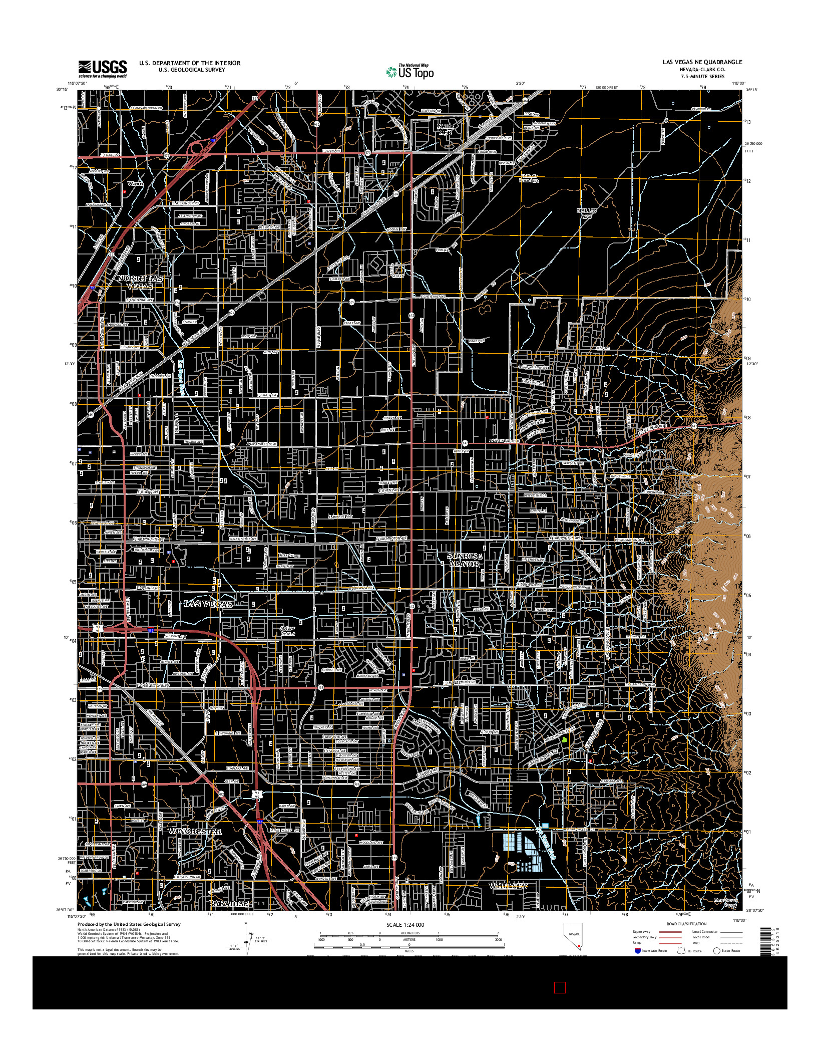 USGS US TOPO 7.5-MINUTE MAP FOR LAS VEGAS NE, NV 2014