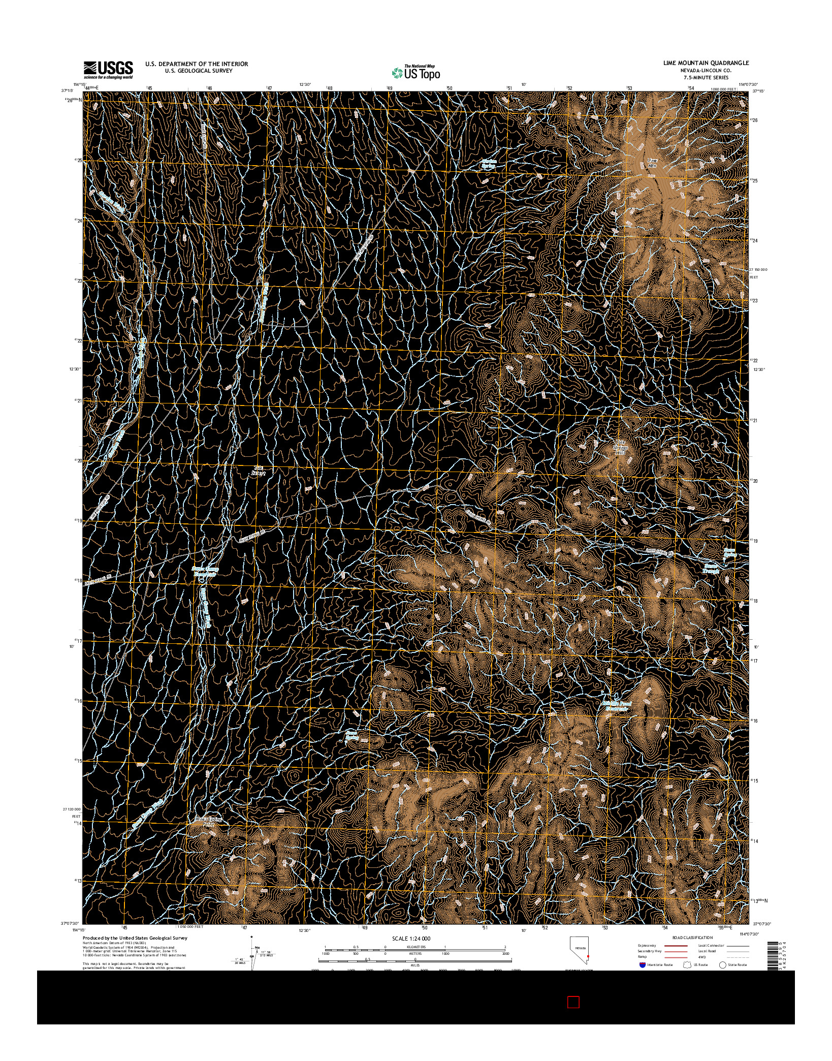 USGS US TOPO 7.5-MINUTE MAP FOR LIME MOUNTAIN, NV 2014