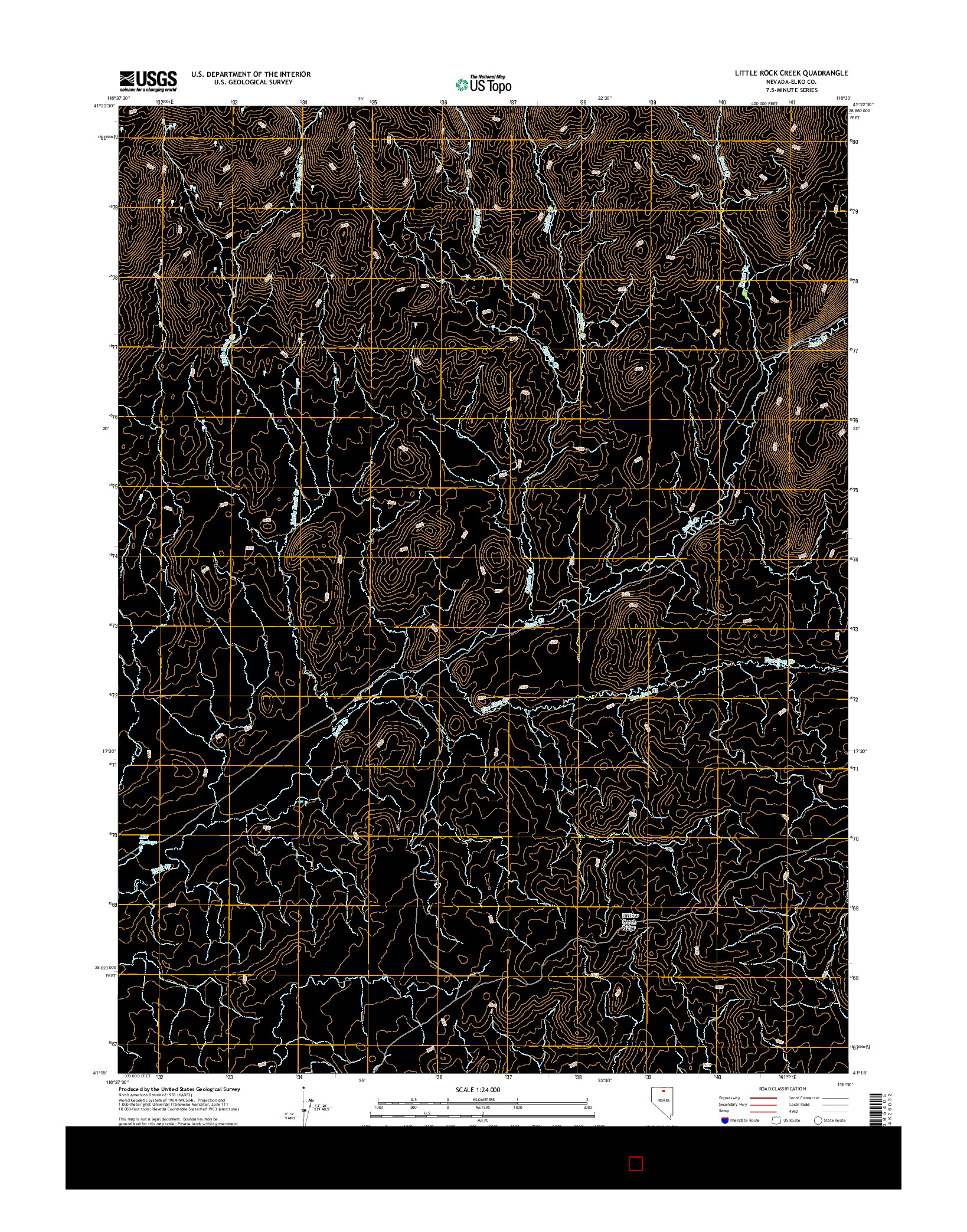 USGS US TOPO 7.5-MINUTE MAP FOR LITTLE ROCK CREEK, NV 2014