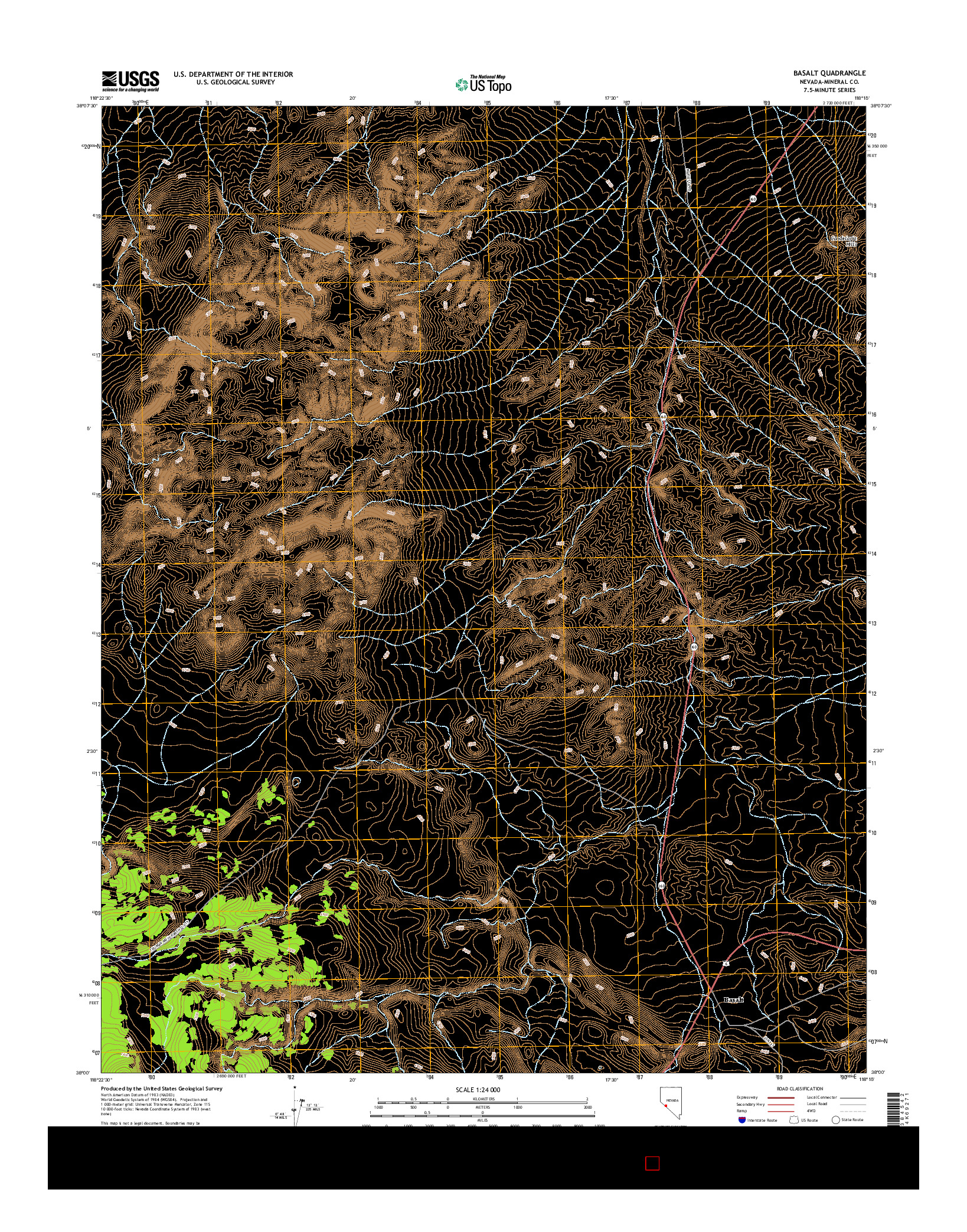 USGS US TOPO 7.5-MINUTE MAP FOR BASALT, NV 2014