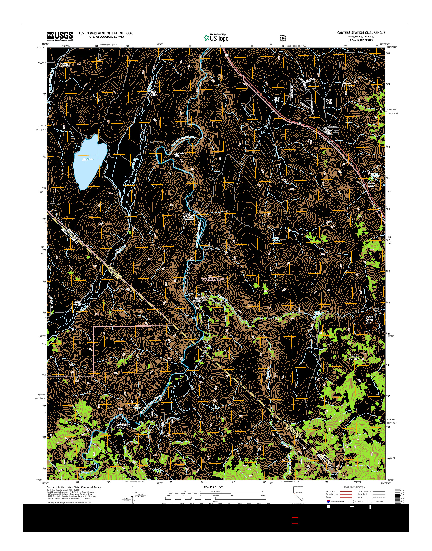 USGS US TOPO 7.5-MINUTE MAP FOR CARTERS STATION, NV-CA 2014