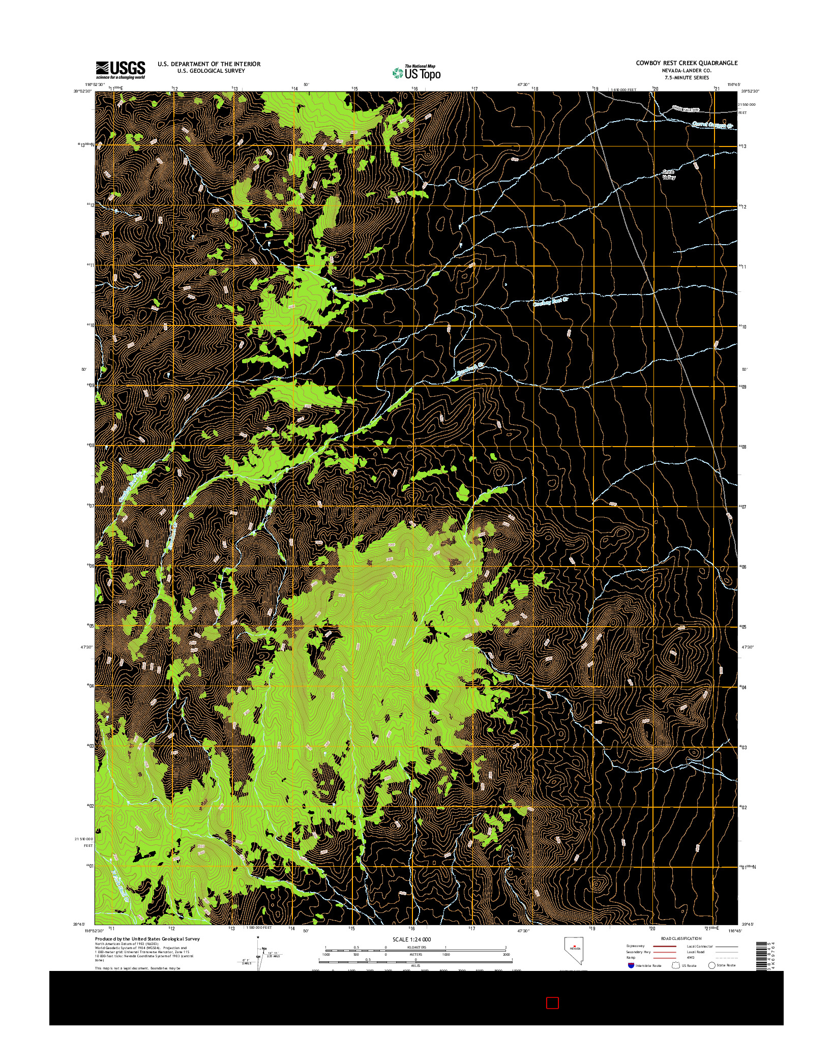 USGS US TOPO 7.5-MINUTE MAP FOR COWBOY REST CREEK, NV 2014
