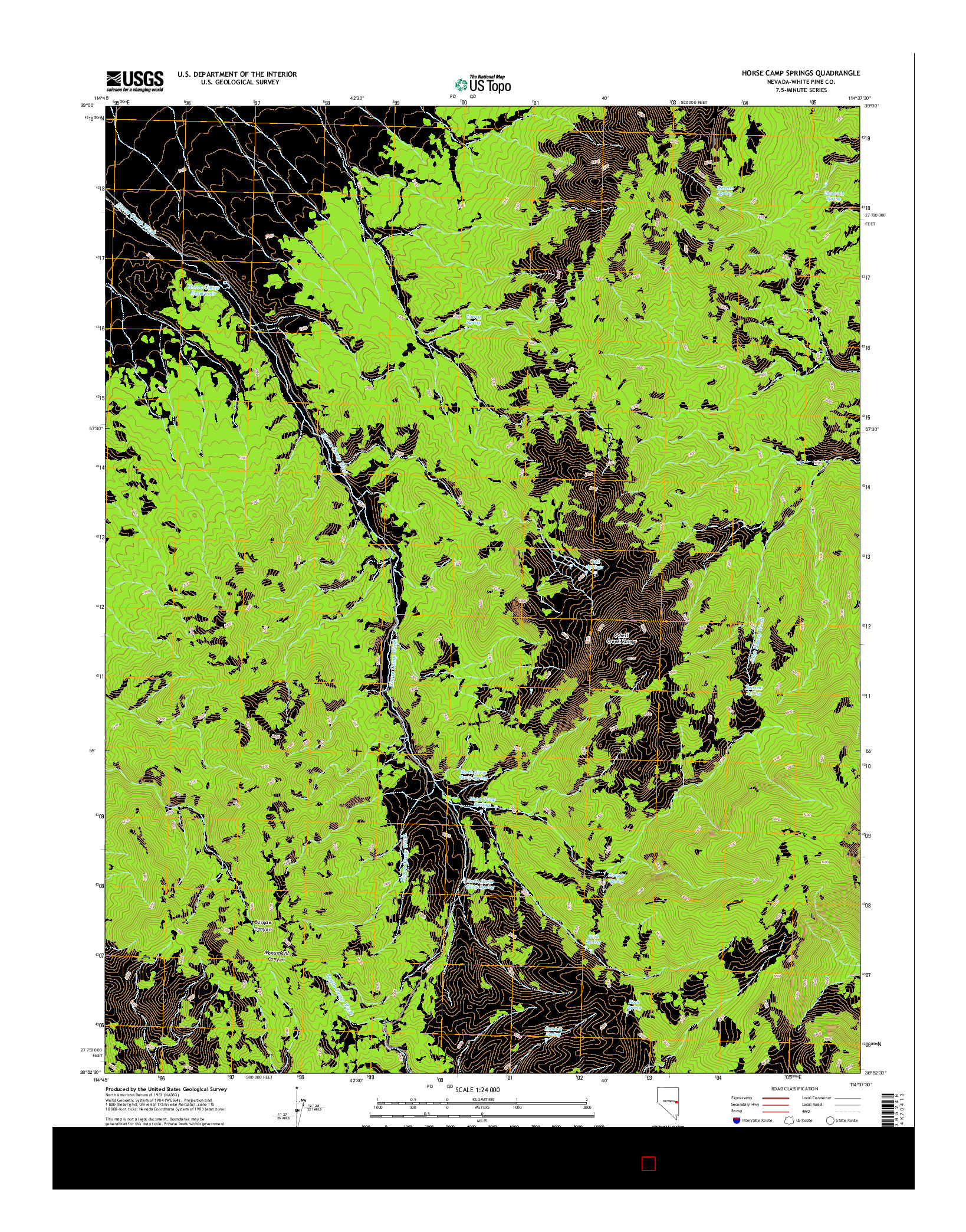 USGS US TOPO 7.5-MINUTE MAP FOR HORSE CAMP SPRINGS, NV 2014