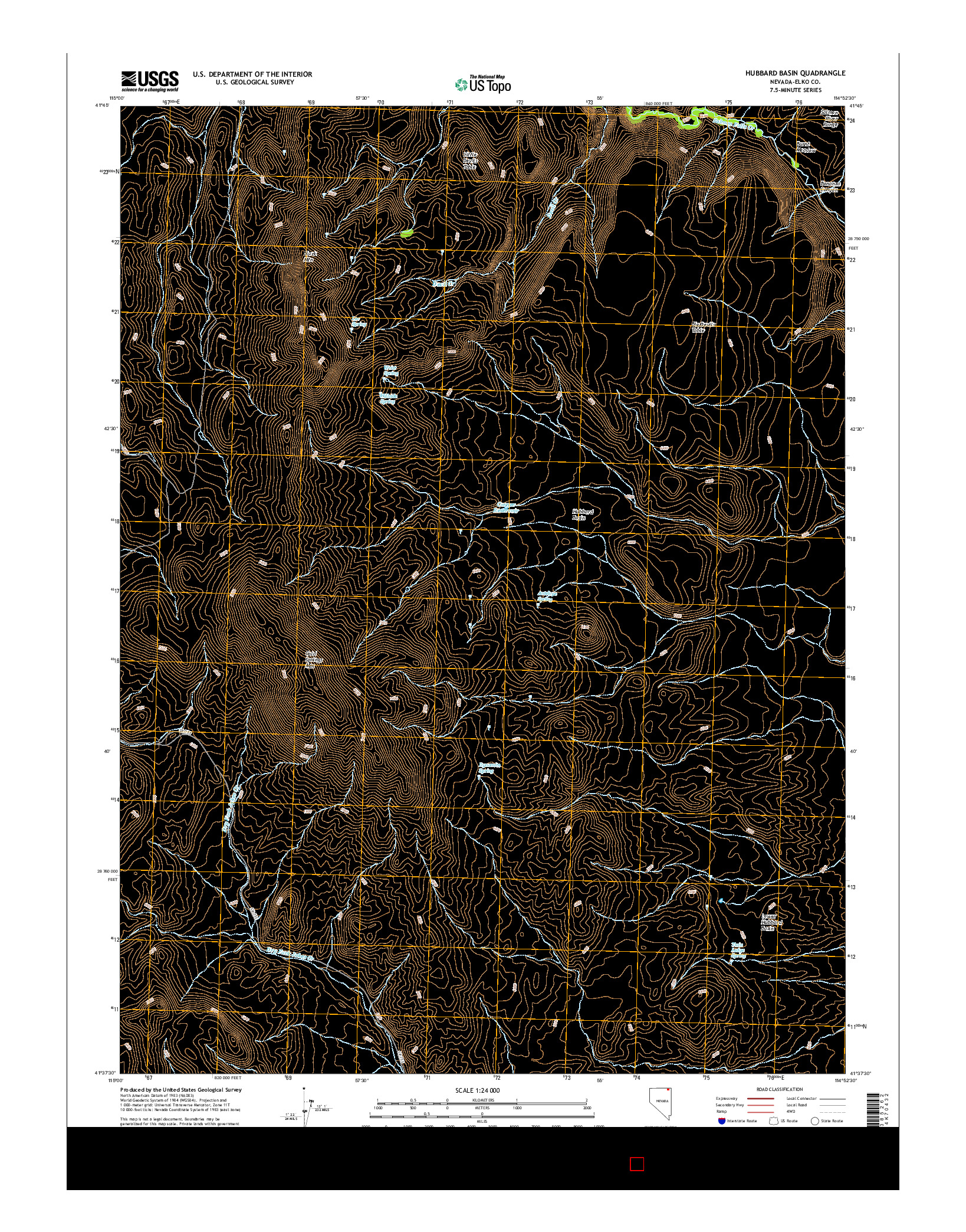 USGS US TOPO 7.5-MINUTE MAP FOR HUBBARD BASIN, NV 2014