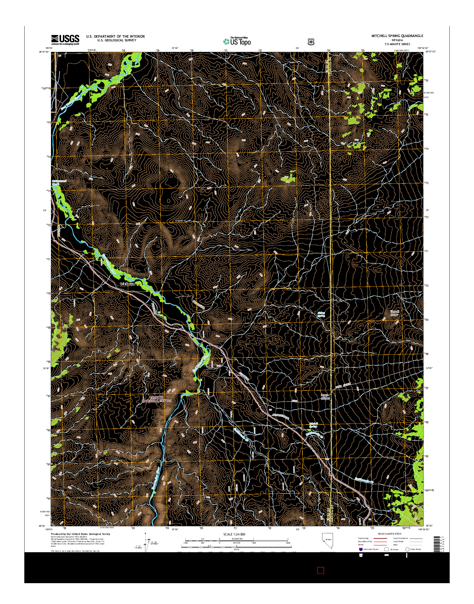 USGS US TOPO 7.5-MINUTE MAP FOR MITCHELL SPRING, NV 2014
