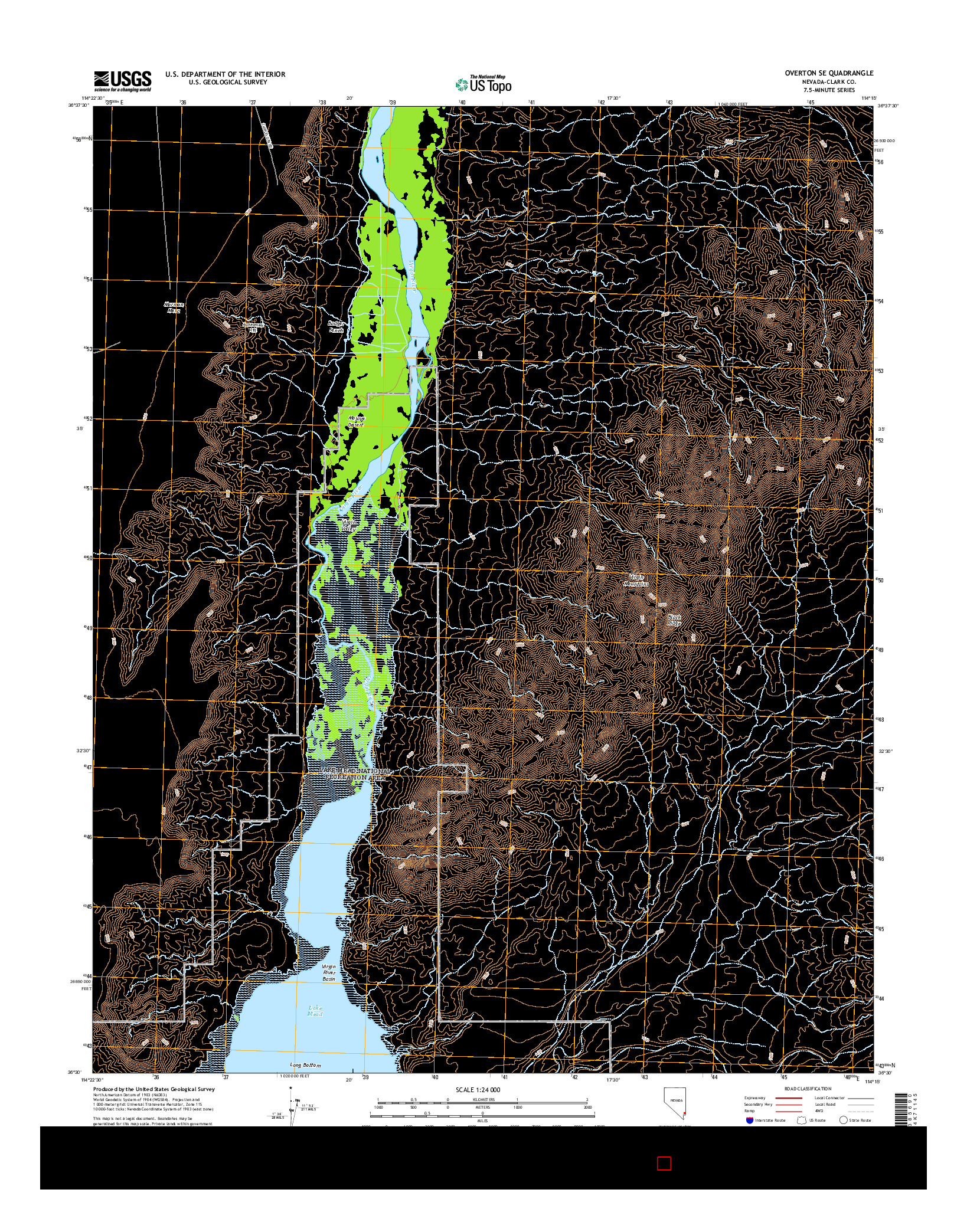 USGS US TOPO 7.5-MINUTE MAP FOR OVERTON SE, NV 2014
