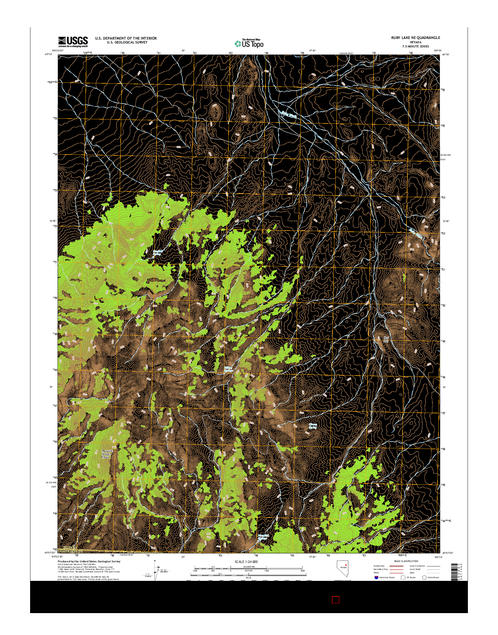 USGS US TOPO 7.5-MINUTE MAP FOR RUBY LAKE NE, NV 2014