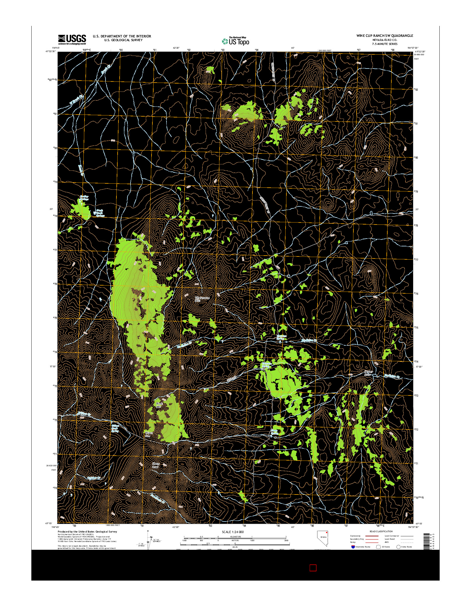 USGS US TOPO 7.5-MINUTE MAP FOR WINE CUP RANCH SW, NV 2014