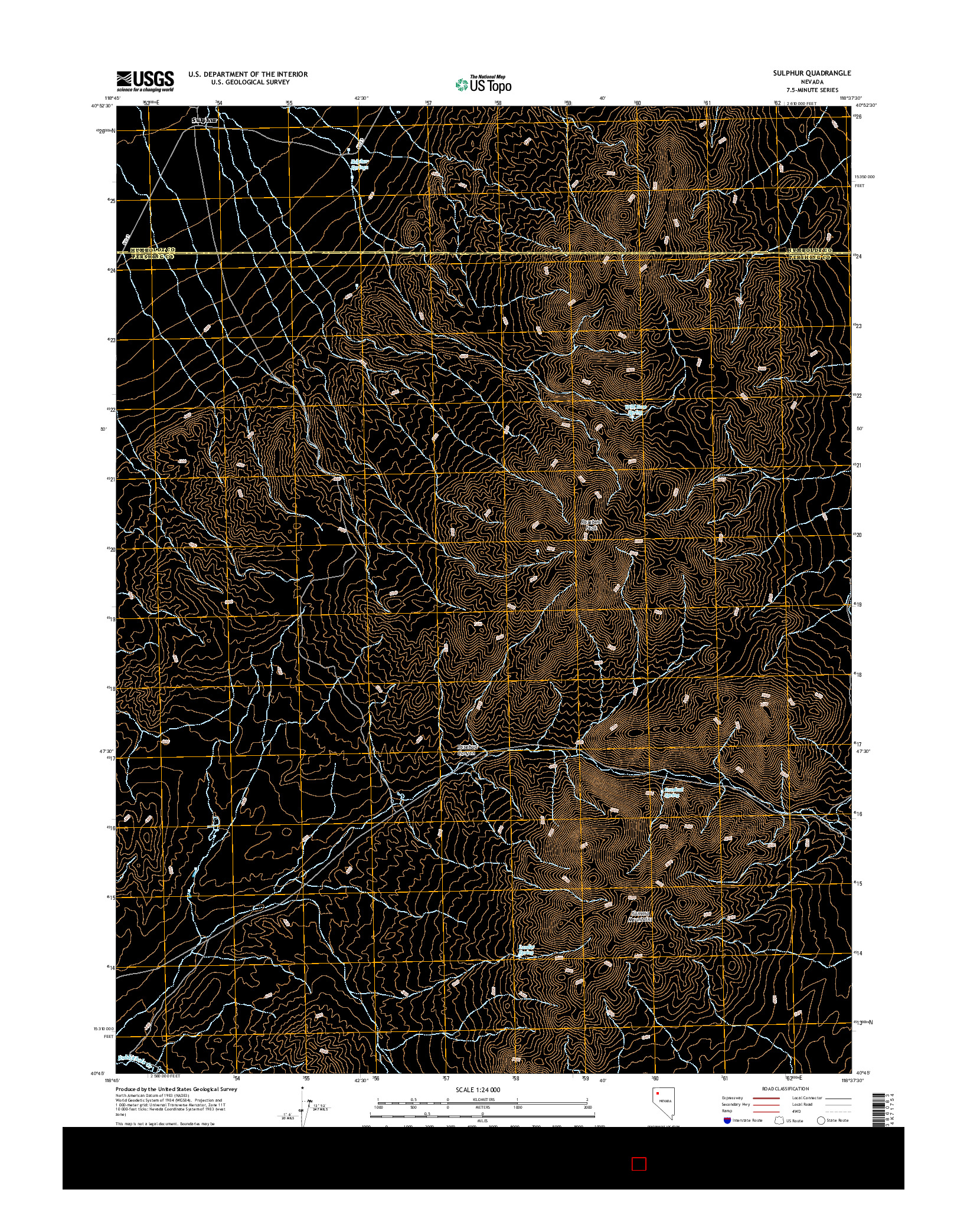 USGS US TOPO 7.5-MINUTE MAP FOR SULPHUR, NV 2014