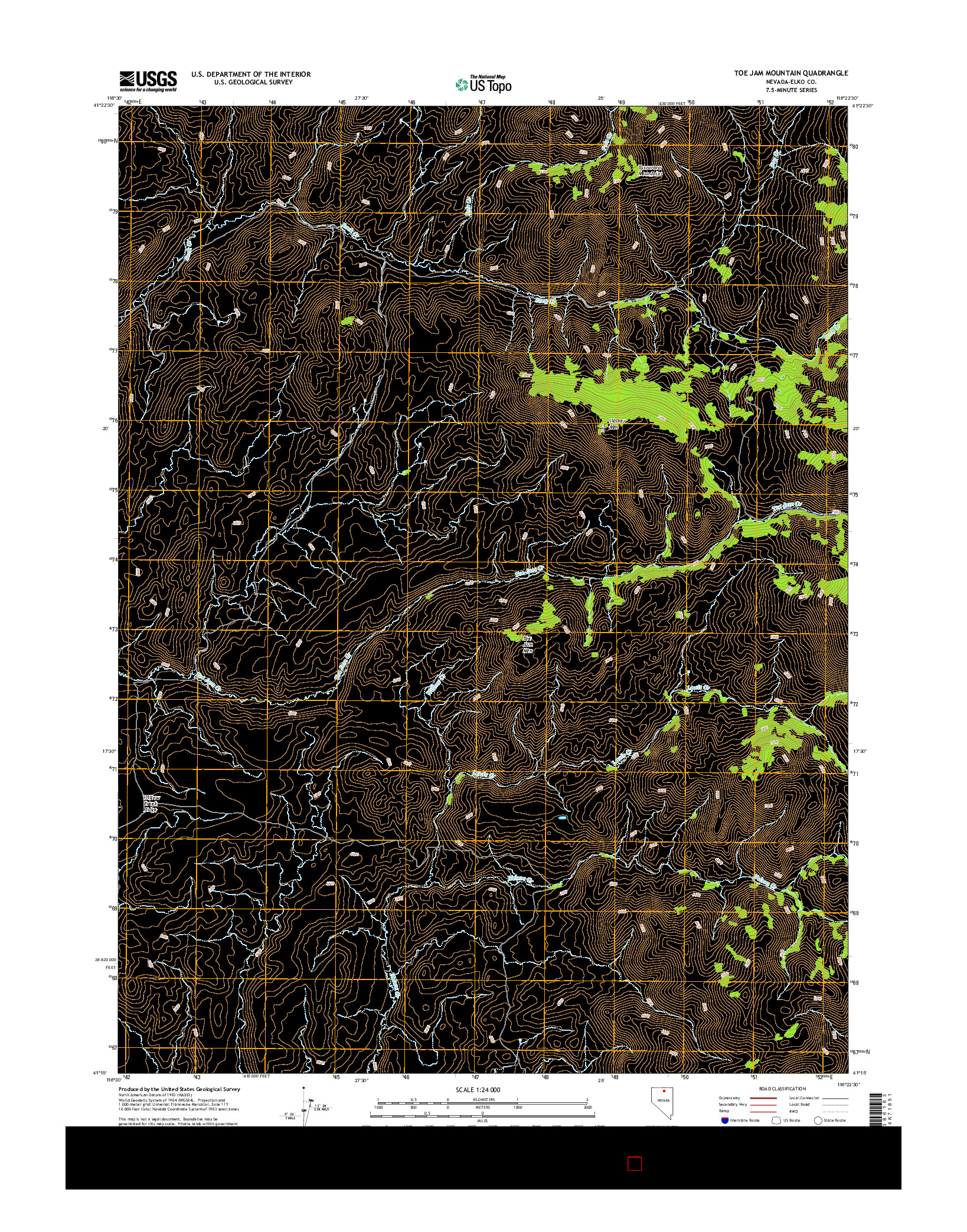 USGS US TOPO 7.5-MINUTE MAP FOR TOE JAM MOUNTAIN, NV 2014