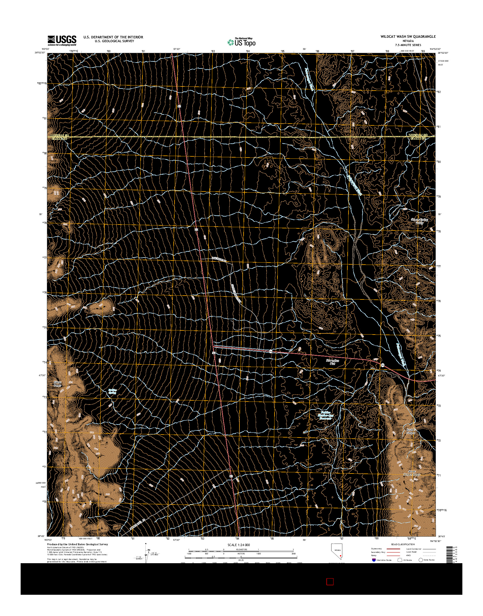 USGS US TOPO 7.5-MINUTE MAP FOR WILDCAT WASH SW, NV 2014