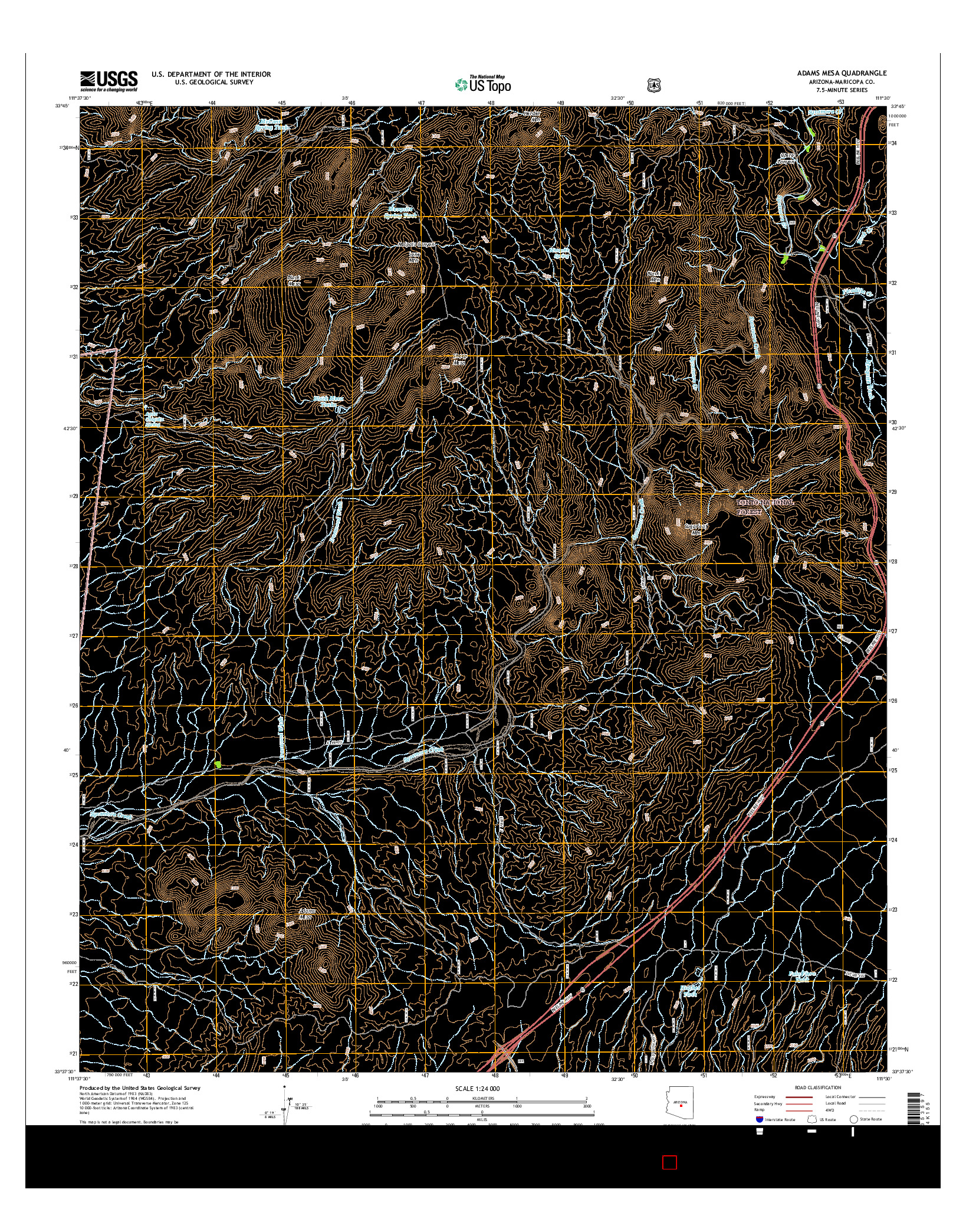 USGS US TOPO 7.5-MINUTE MAP FOR ADAMS MESA, AZ 2014