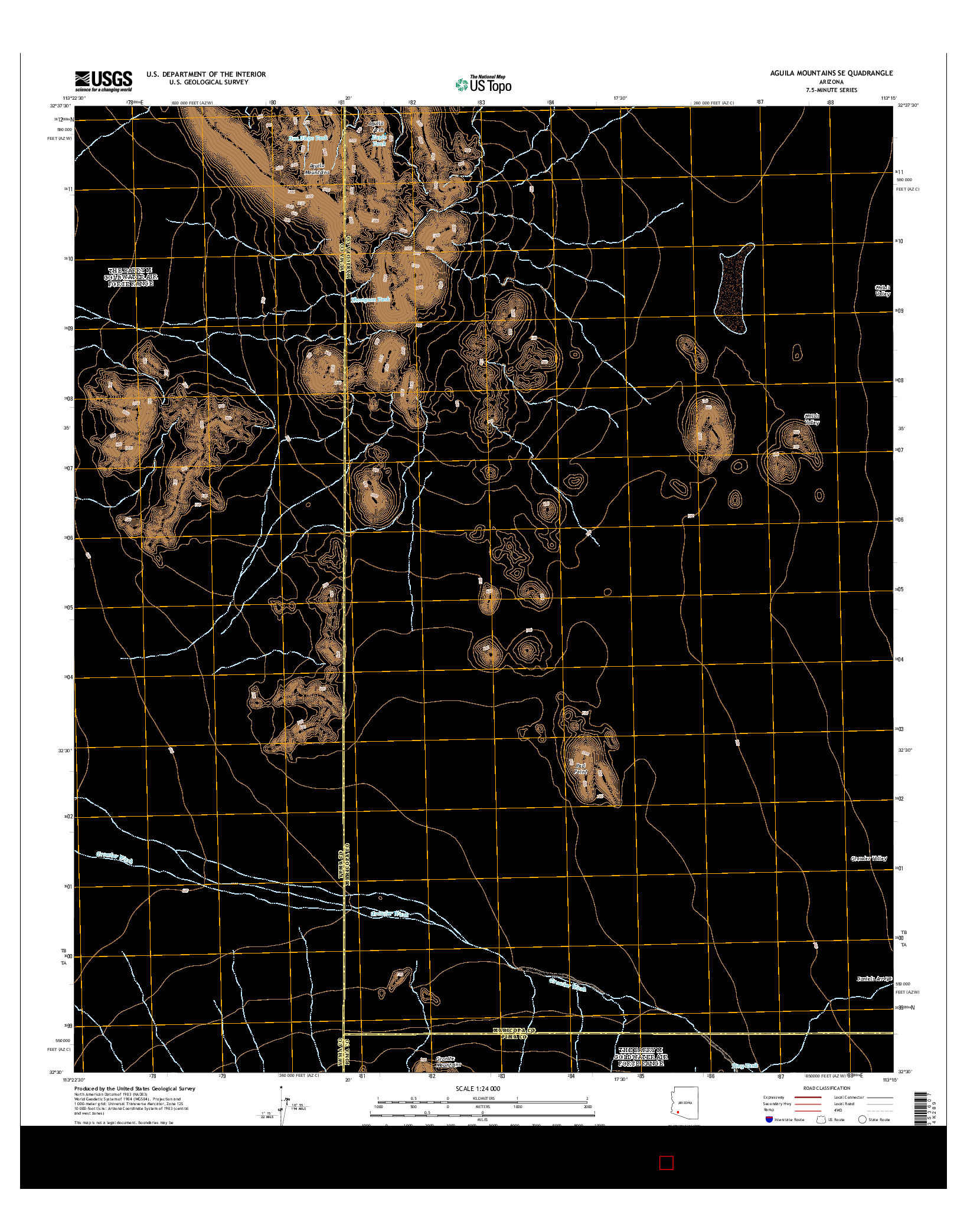 USGS US TOPO 7.5-MINUTE MAP FOR AGUILA MOUNTAINS SE, AZ 2014