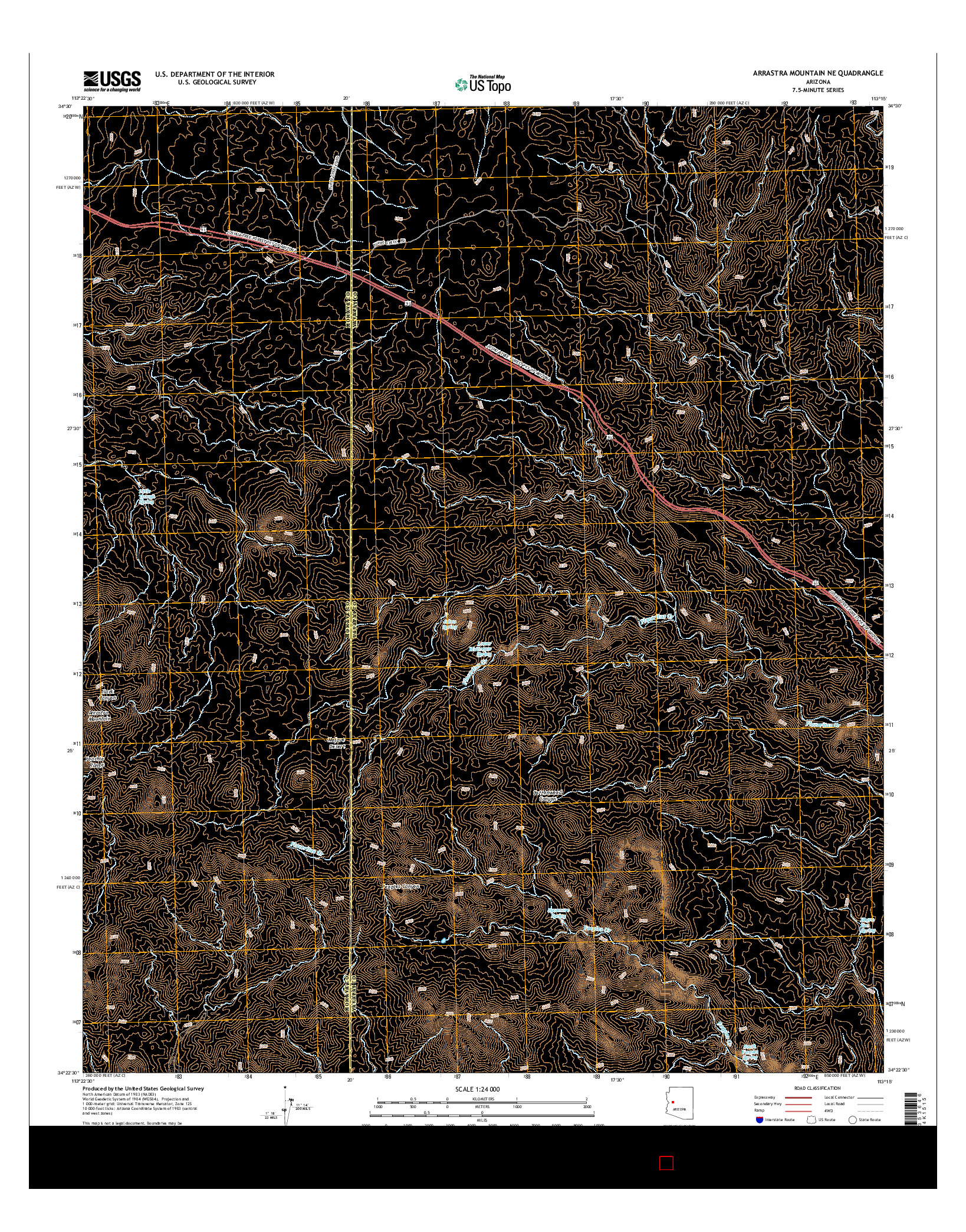 USGS US TOPO 7.5-MINUTE MAP FOR ARRASTRA MOUNTAIN NE, AZ 2014