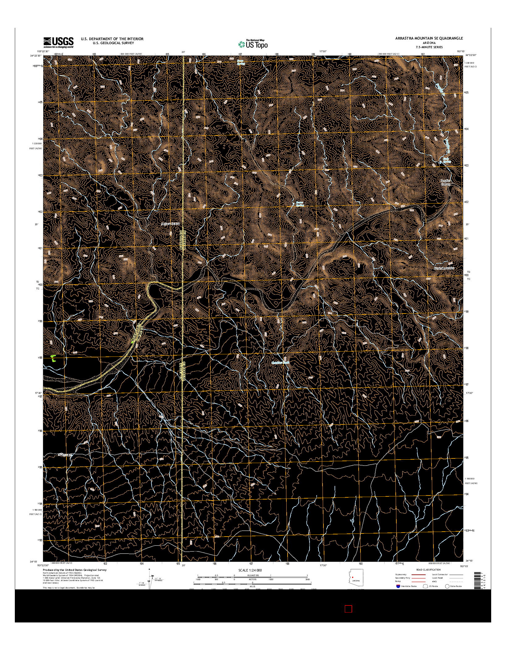 USGS US TOPO 7.5-MINUTE MAP FOR ARRASTRA MOUNTAIN SE, AZ 2014