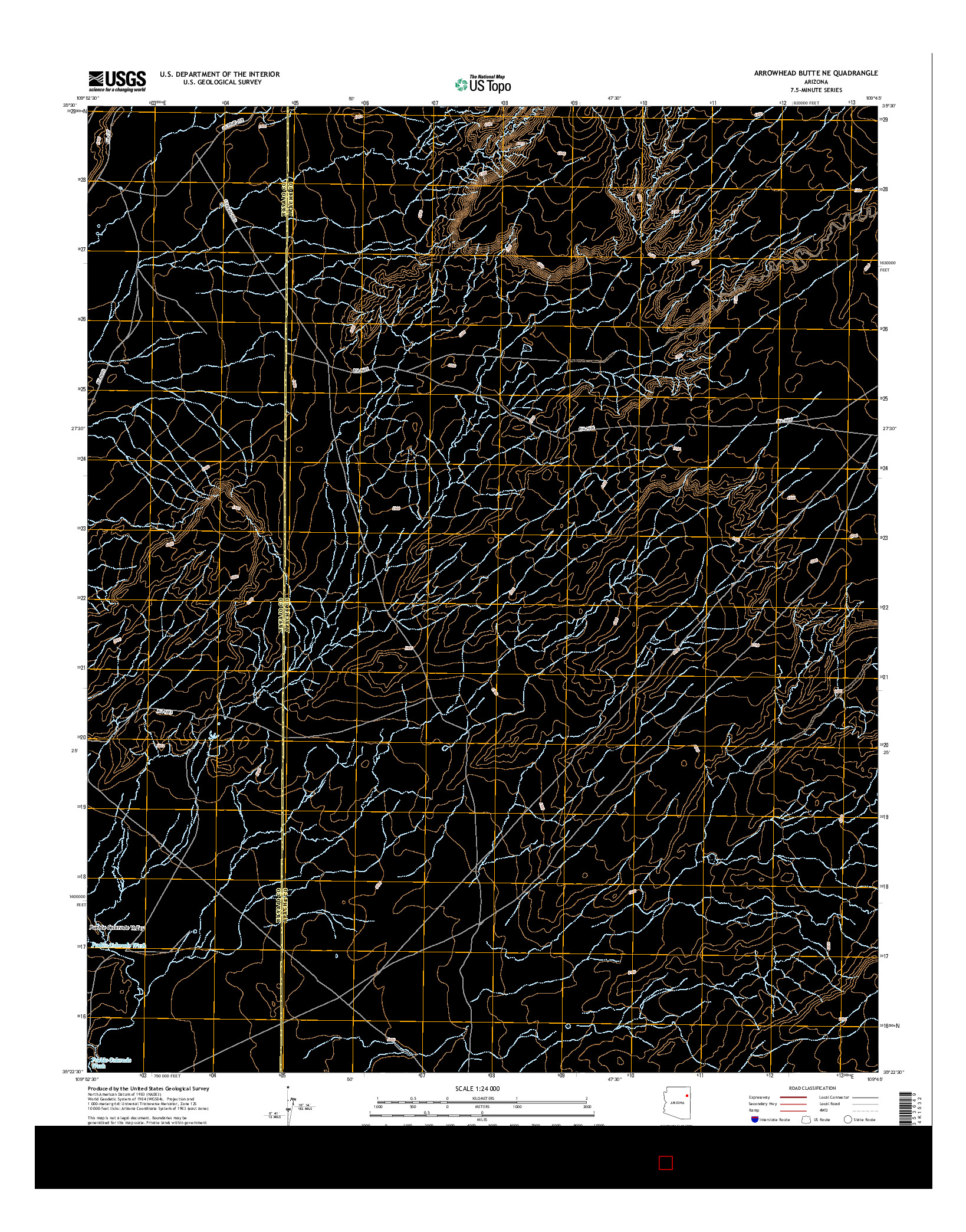 USGS US TOPO 7.5-MINUTE MAP FOR ARROWHEAD BUTTE NE, AZ 2014