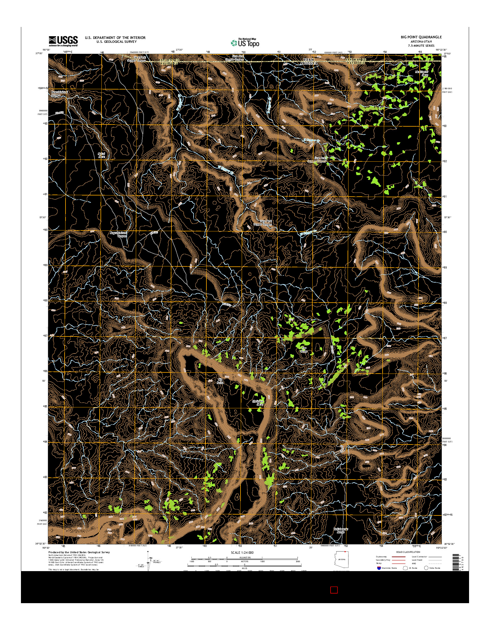 USGS US TOPO 7.5-MINUTE MAP FOR BIG POINT, AZ-UT 2014