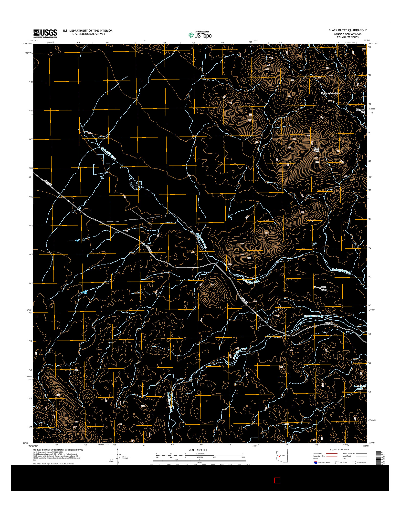 USGS US TOPO 7.5-MINUTE MAP FOR BLACK BUTTE, AZ 2014