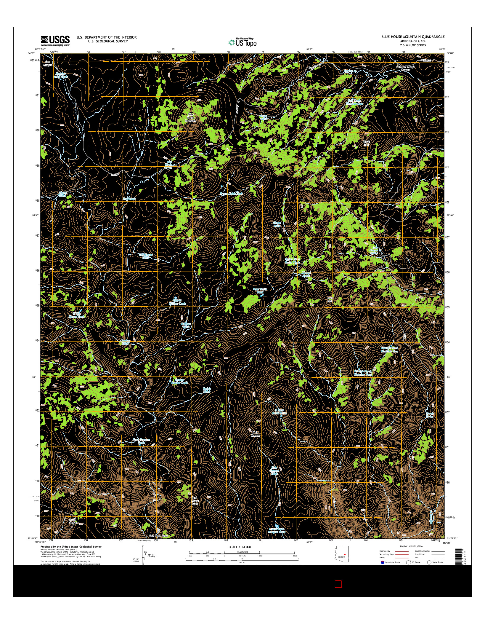 USGS US TOPO 7.5-MINUTE MAP FOR BLUE HOUSE MOUNTAIN, AZ 2014