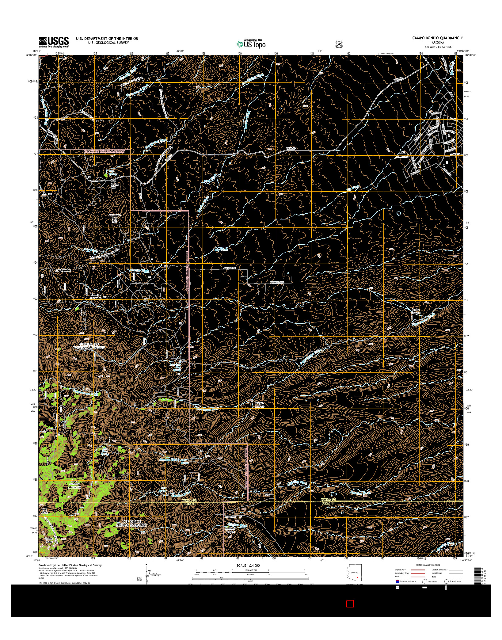 USGS US TOPO 7.5-MINUTE MAP FOR CAMPO BONITO, AZ 2014