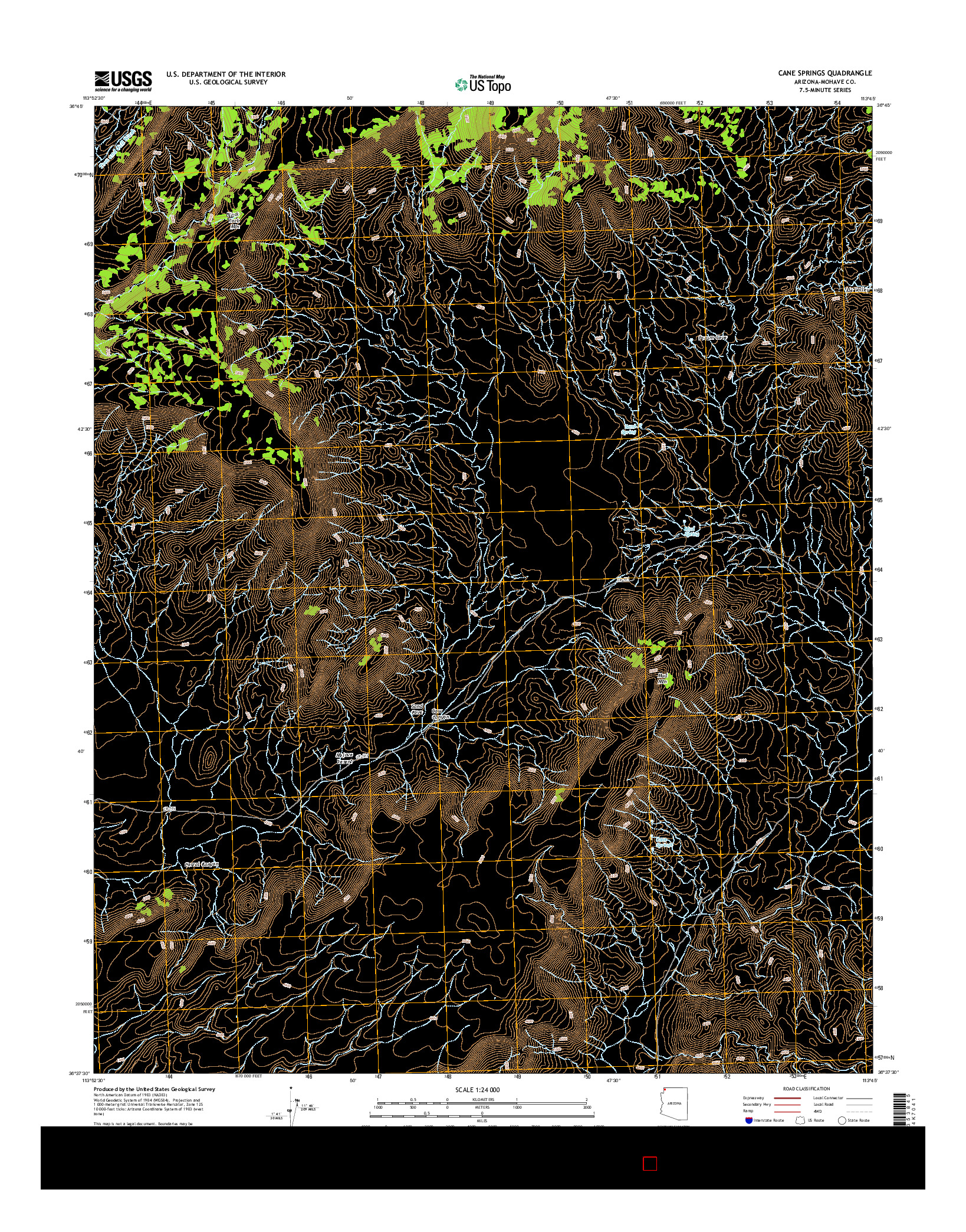 USGS US TOPO 7.5-MINUTE MAP FOR CANE SPRINGS, AZ 2014