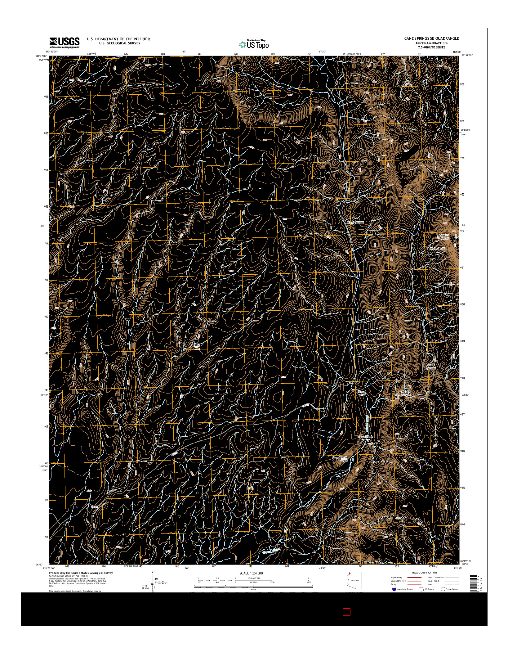 USGS US TOPO 7.5-MINUTE MAP FOR CANE SPRINGS SE, AZ 2014