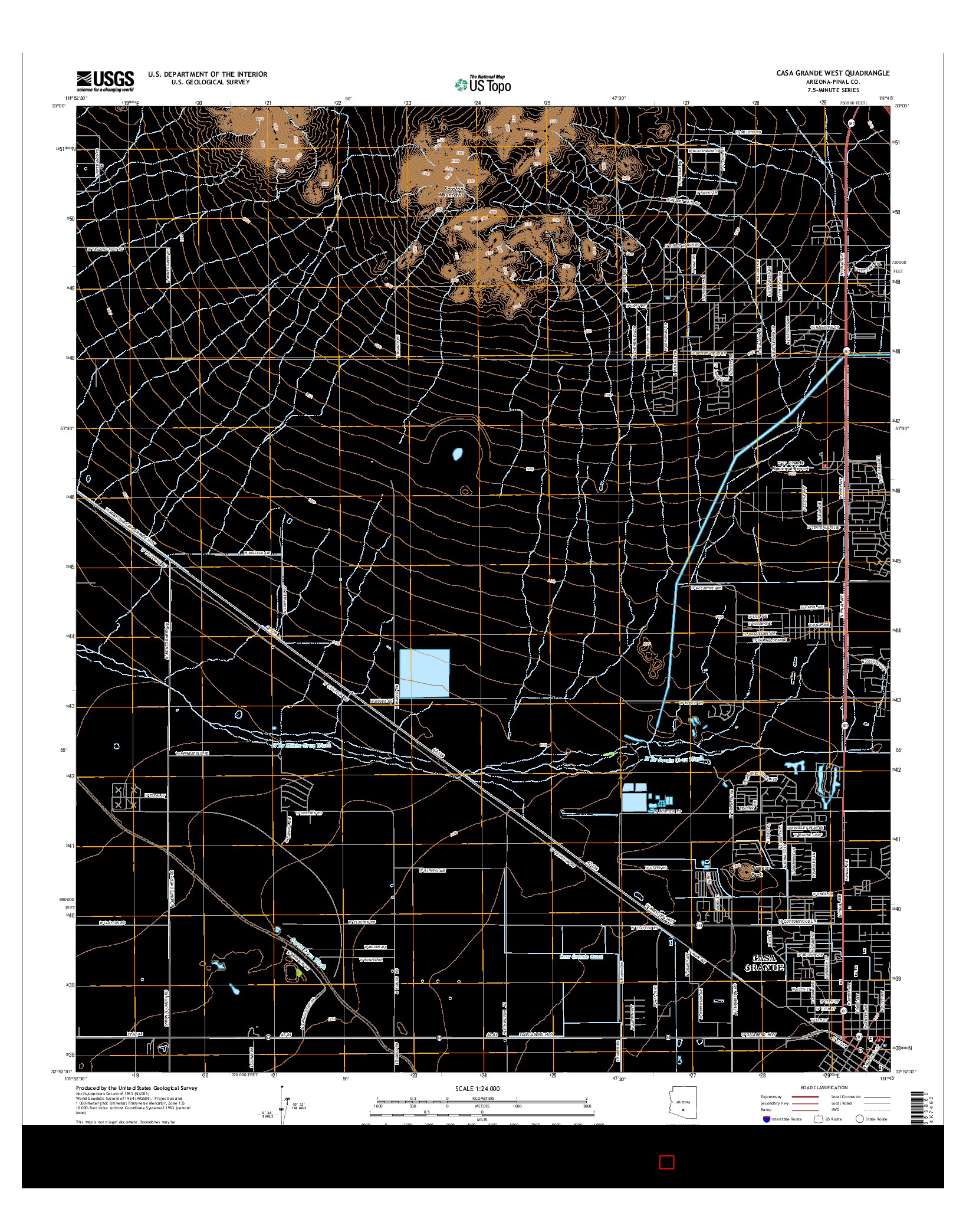 USGS US TOPO 7.5-MINUTE MAP FOR CASA GRANDE WEST, AZ 2014