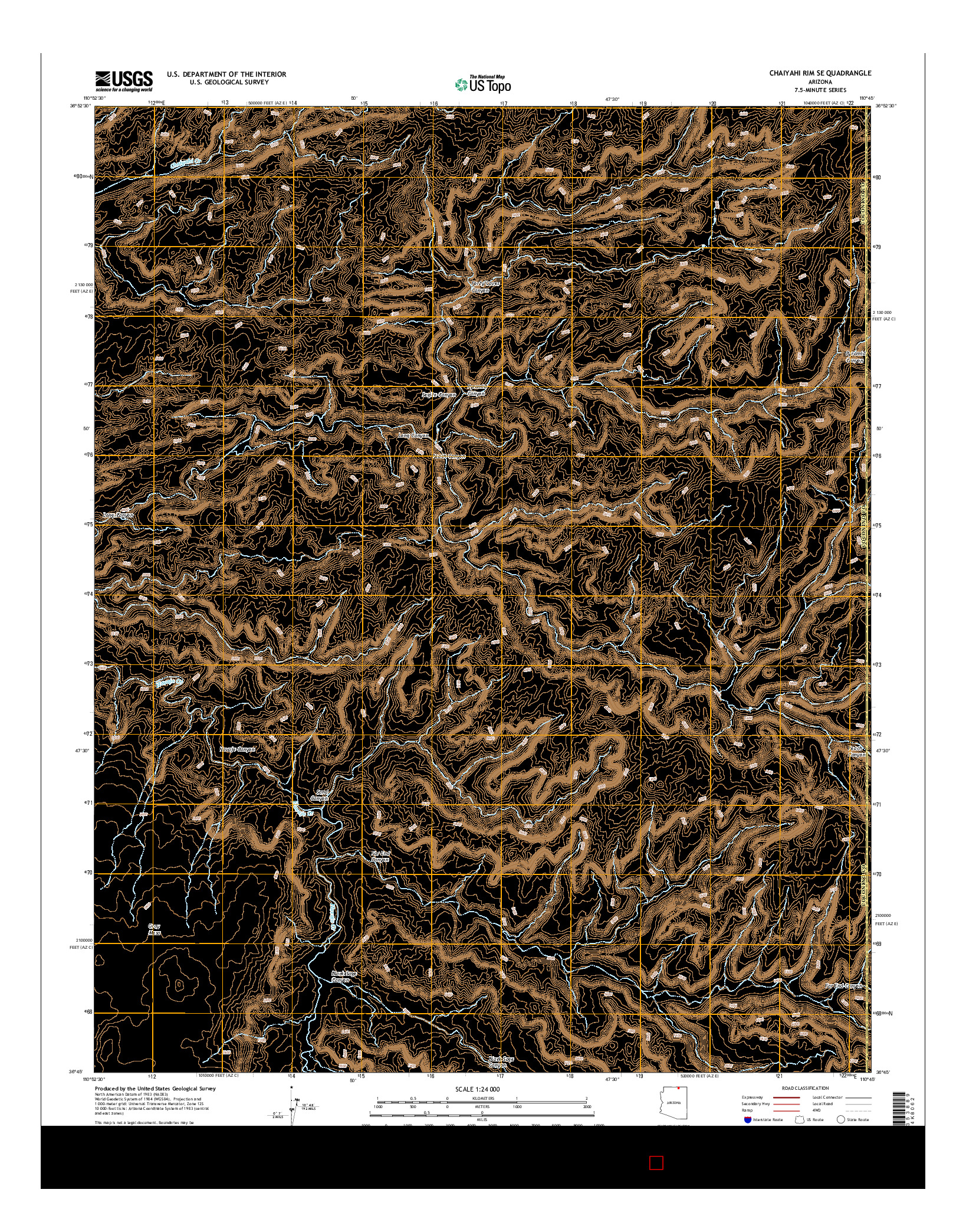 USGS US TOPO 7.5-MINUTE MAP FOR CHAIYAHI RIM SE, AZ 2014