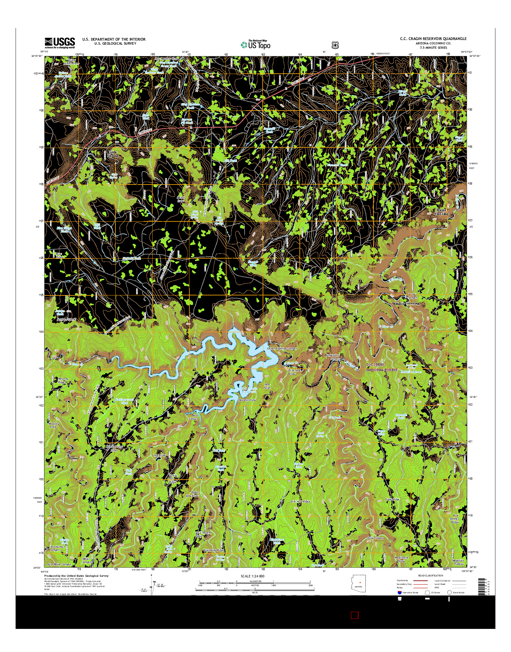 USGS US TOPO 7.5-MINUTE MAP FOR C.C. CRAGIN RESERVOIR, AZ 2014