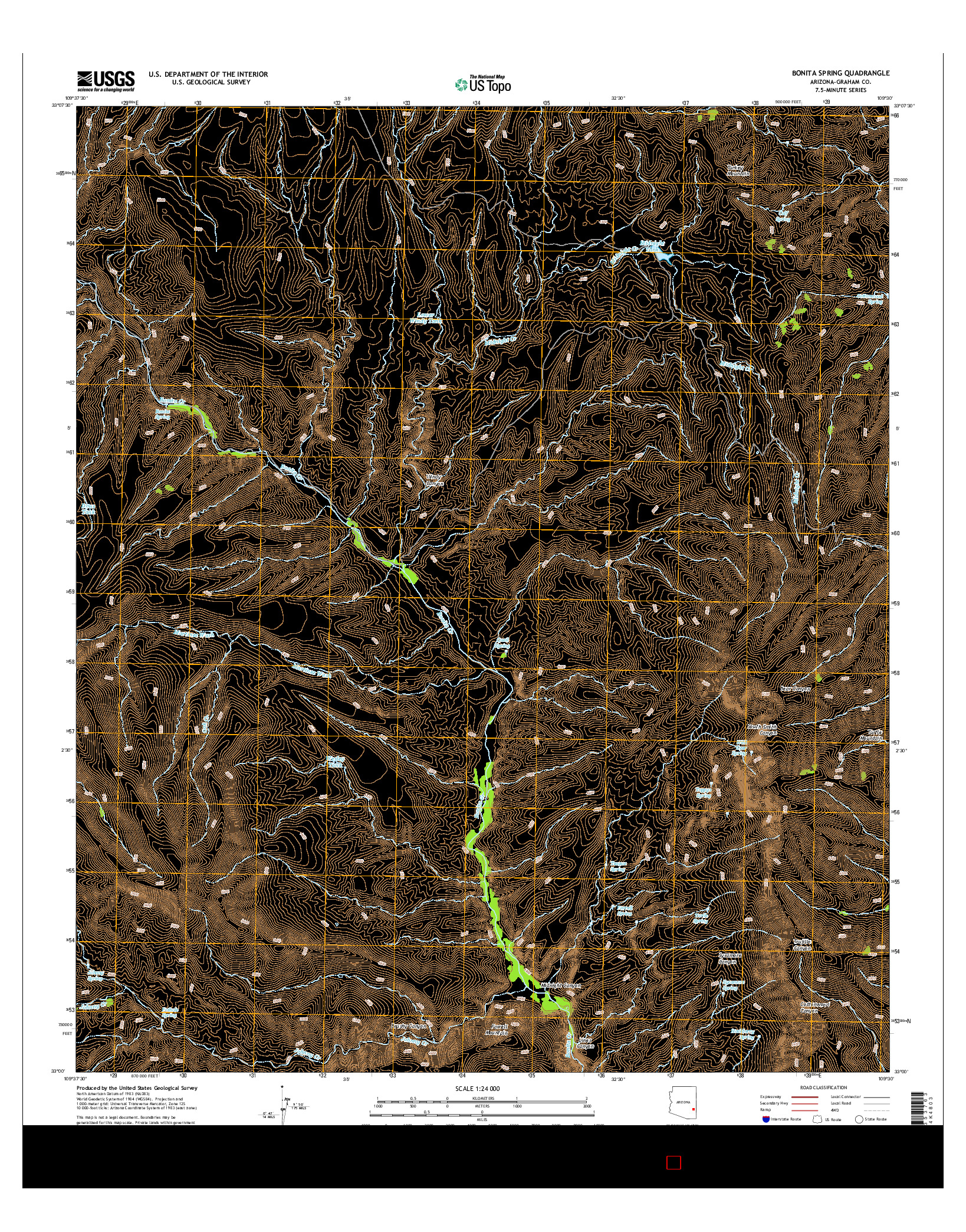 USGS US TOPO 7.5-MINUTE MAP FOR BONITA SPRING, AZ 2014