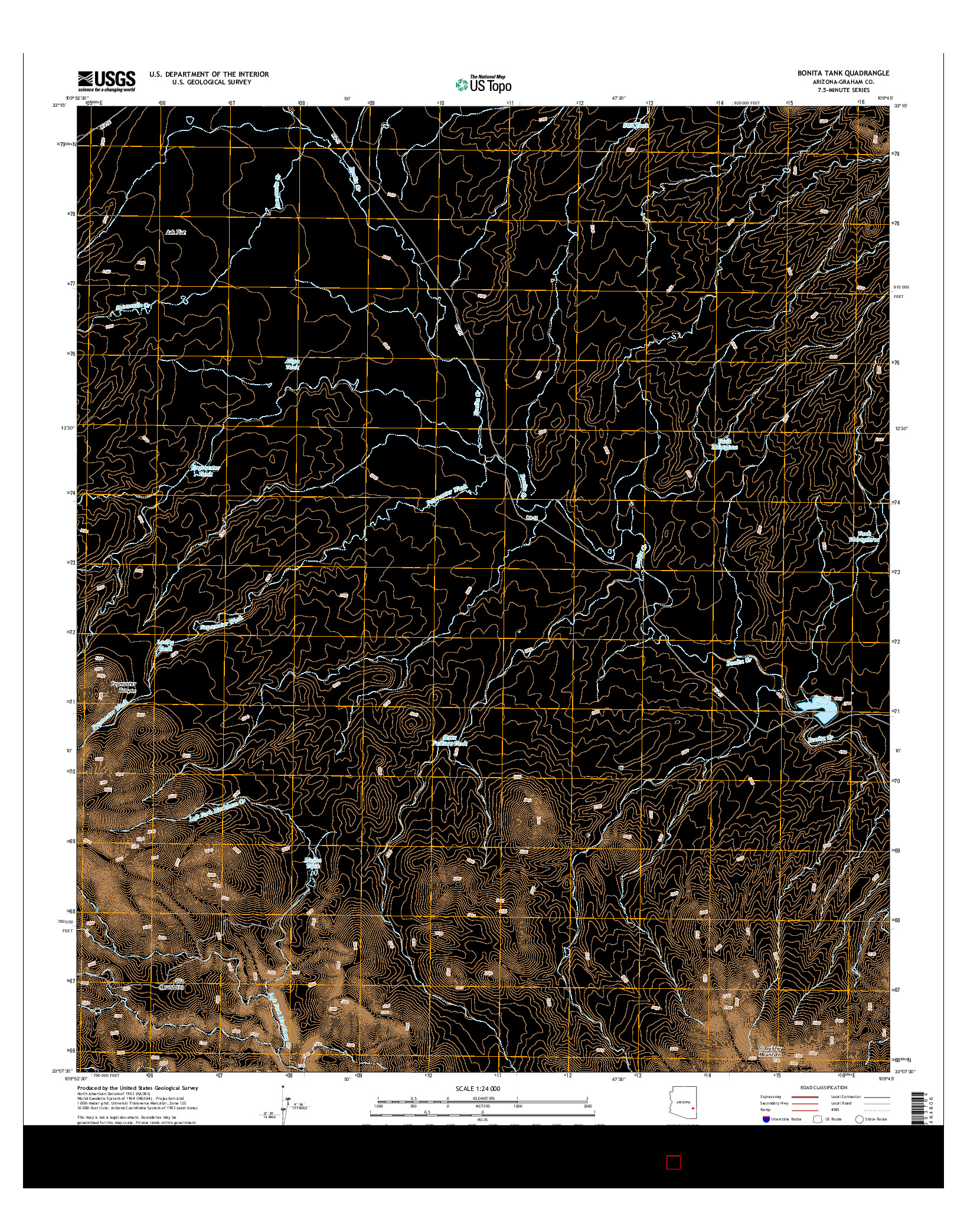 USGS US TOPO 7.5-MINUTE MAP FOR BONITA TANK, AZ 2014