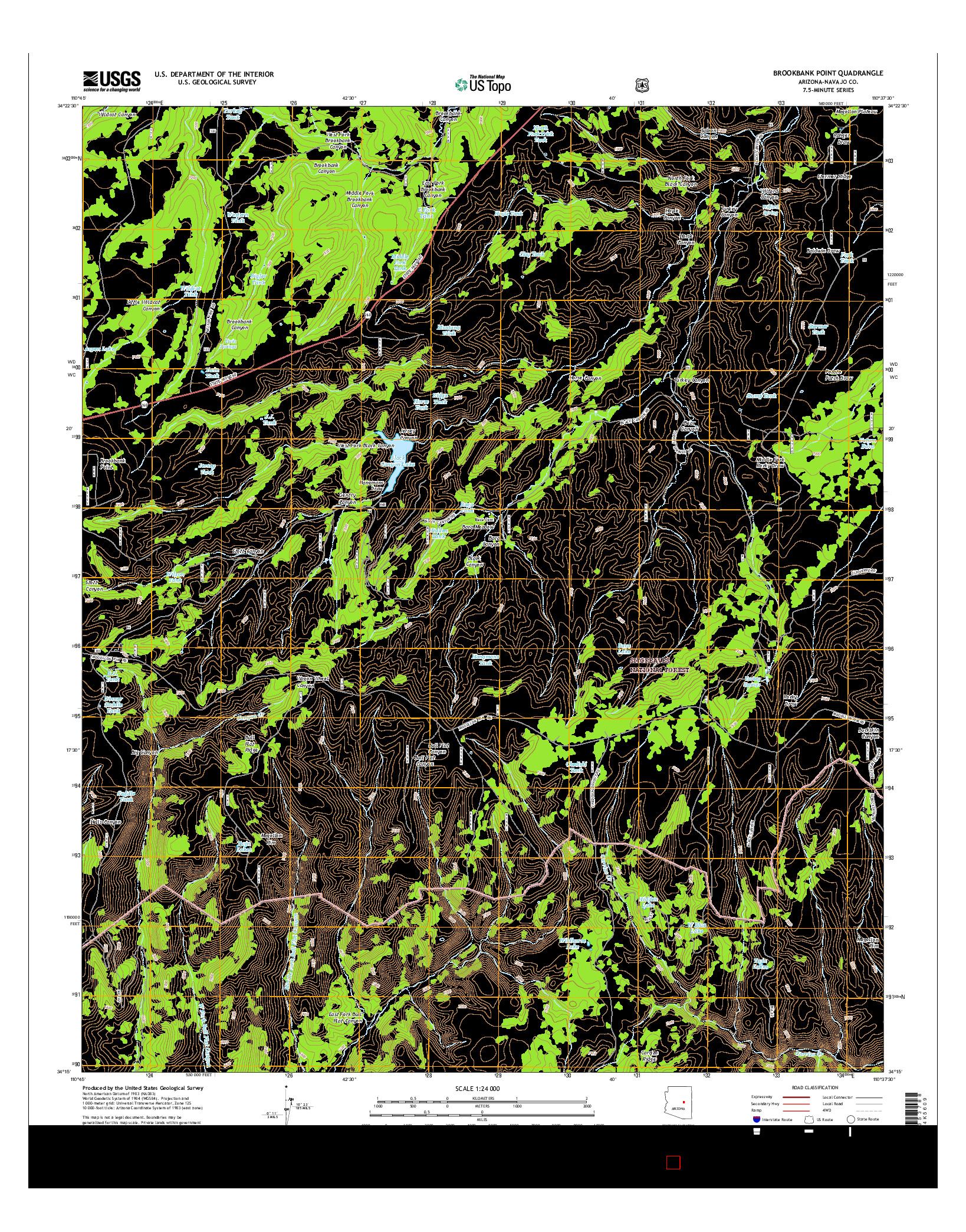 USGS US TOPO 7.5-MINUTE MAP FOR BROOKBANK POINT, AZ 2014