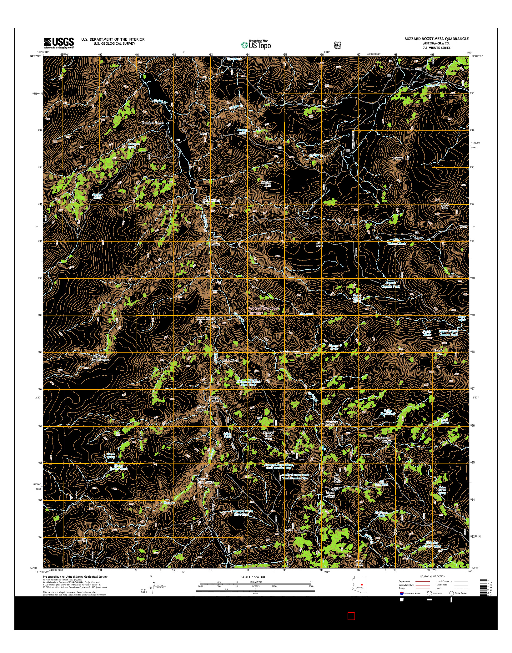 USGS US TOPO 7.5-MINUTE MAP FOR BUZZARD ROOST MESA, AZ 2014