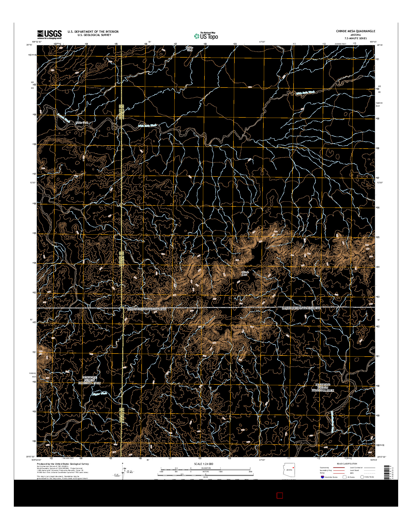 USGS US TOPO 7.5-MINUTE MAP FOR CHINDE MESA, AZ 2014