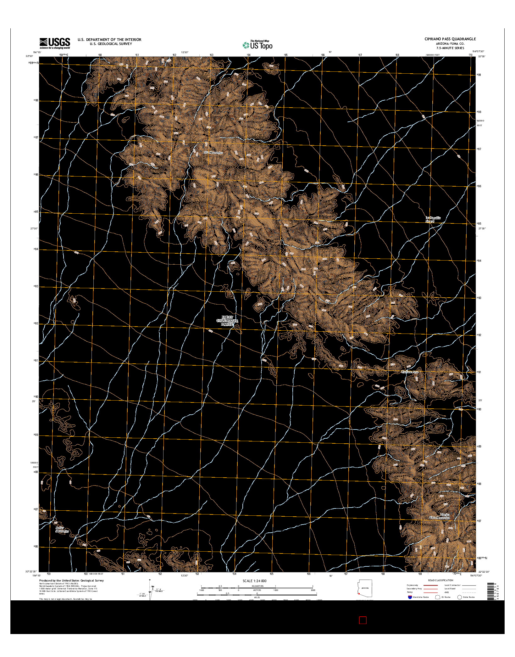 USGS US TOPO 7.5-MINUTE MAP FOR CIPRIANO PASS, AZ 2014